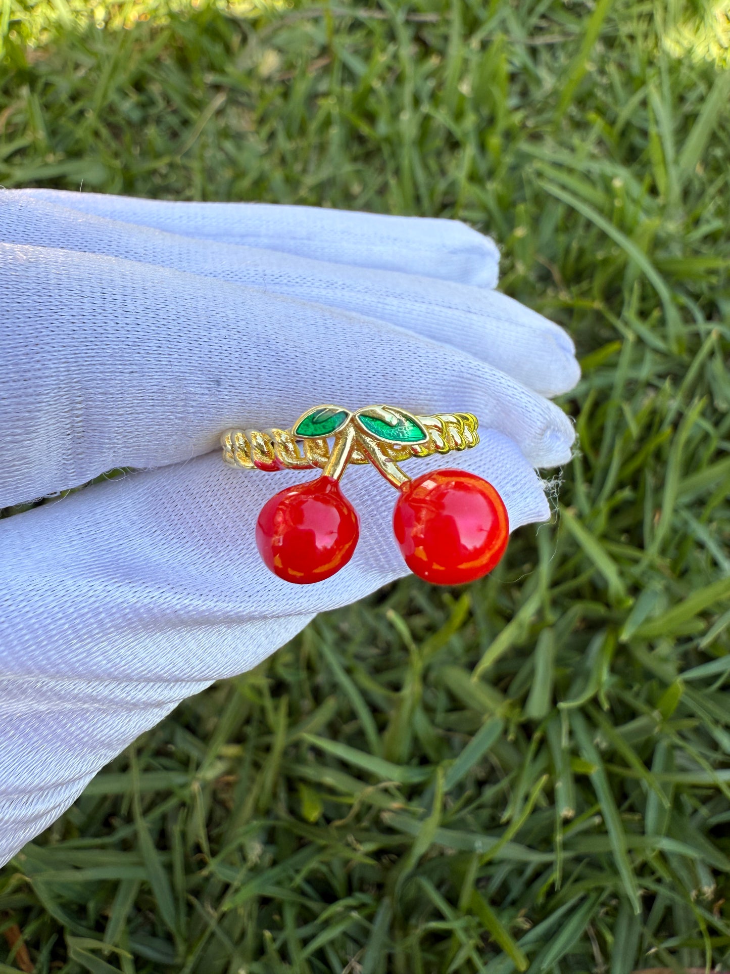 Cherry Rings Adjustable-Cute Red Cherry