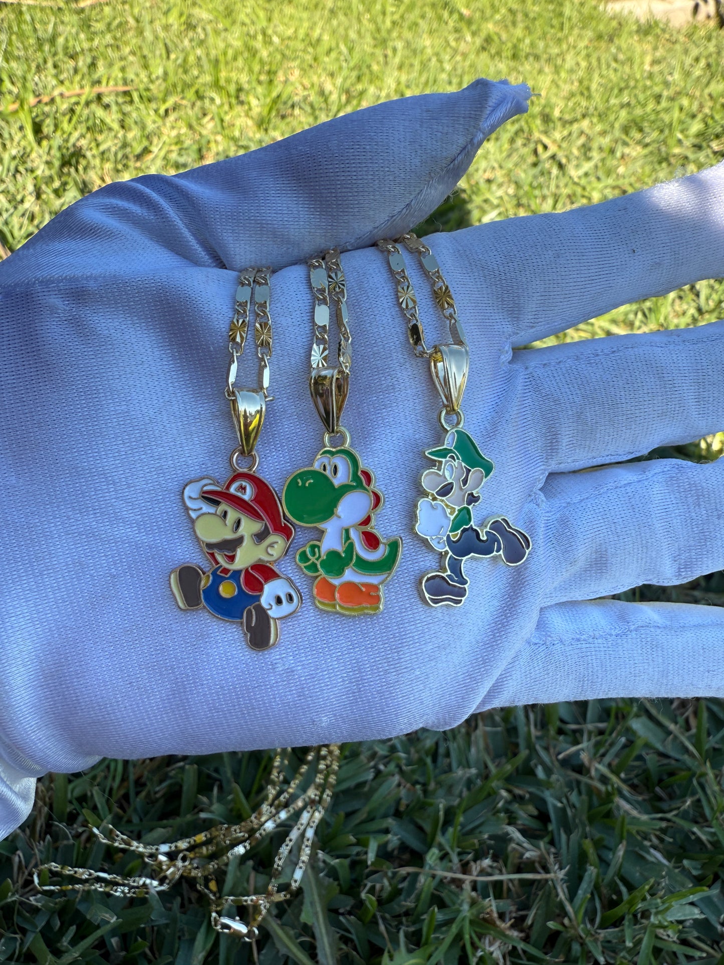 Cartoon - Race Car Charms -Red, Green -Dinosaur Necklace with Chain