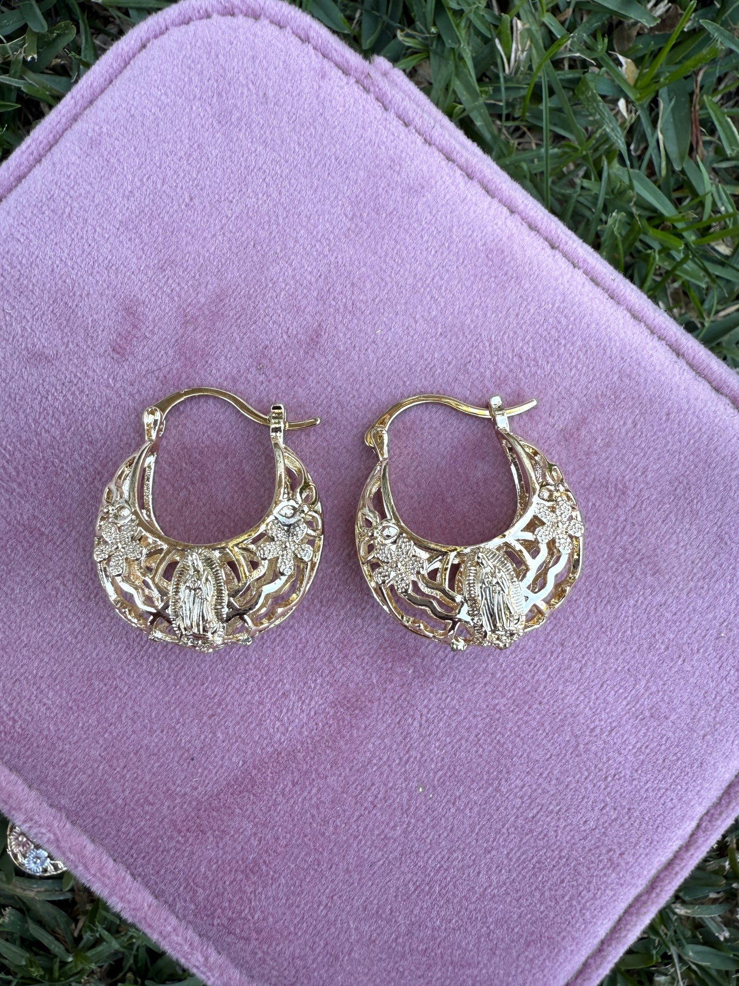 Virgencita and Flower Earring for her