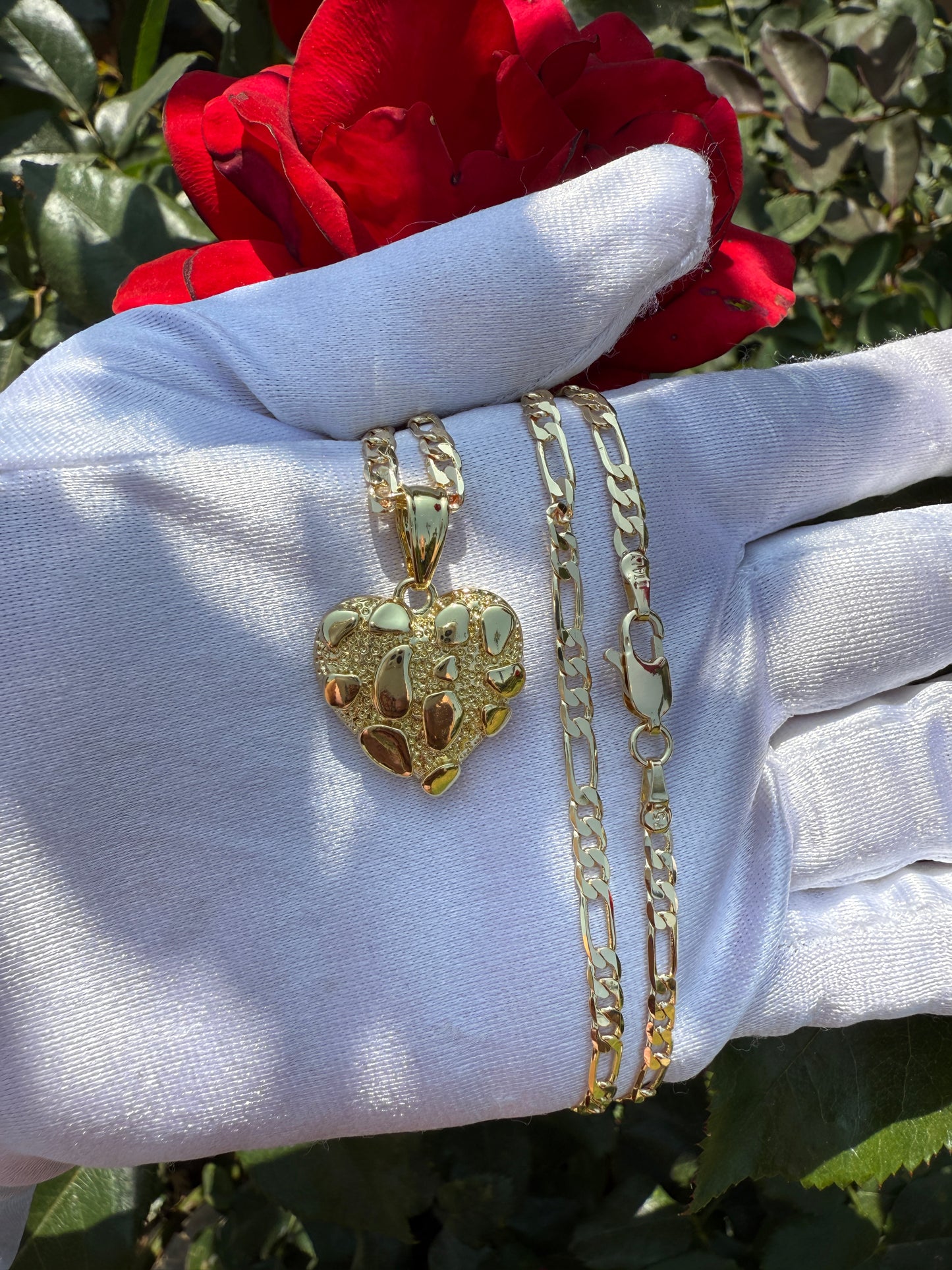 Heart Nugget Necklace - Gold-Toned Heart Pendant with Chain Jewelry Piece