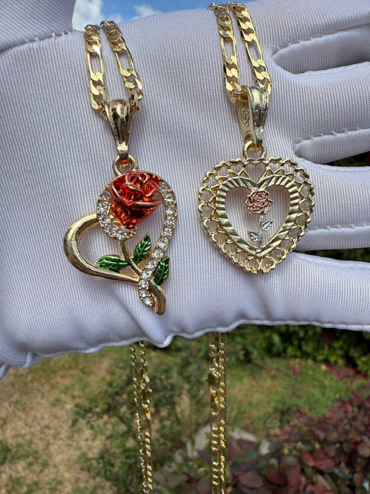 ROSE Necklace with Chain Plated