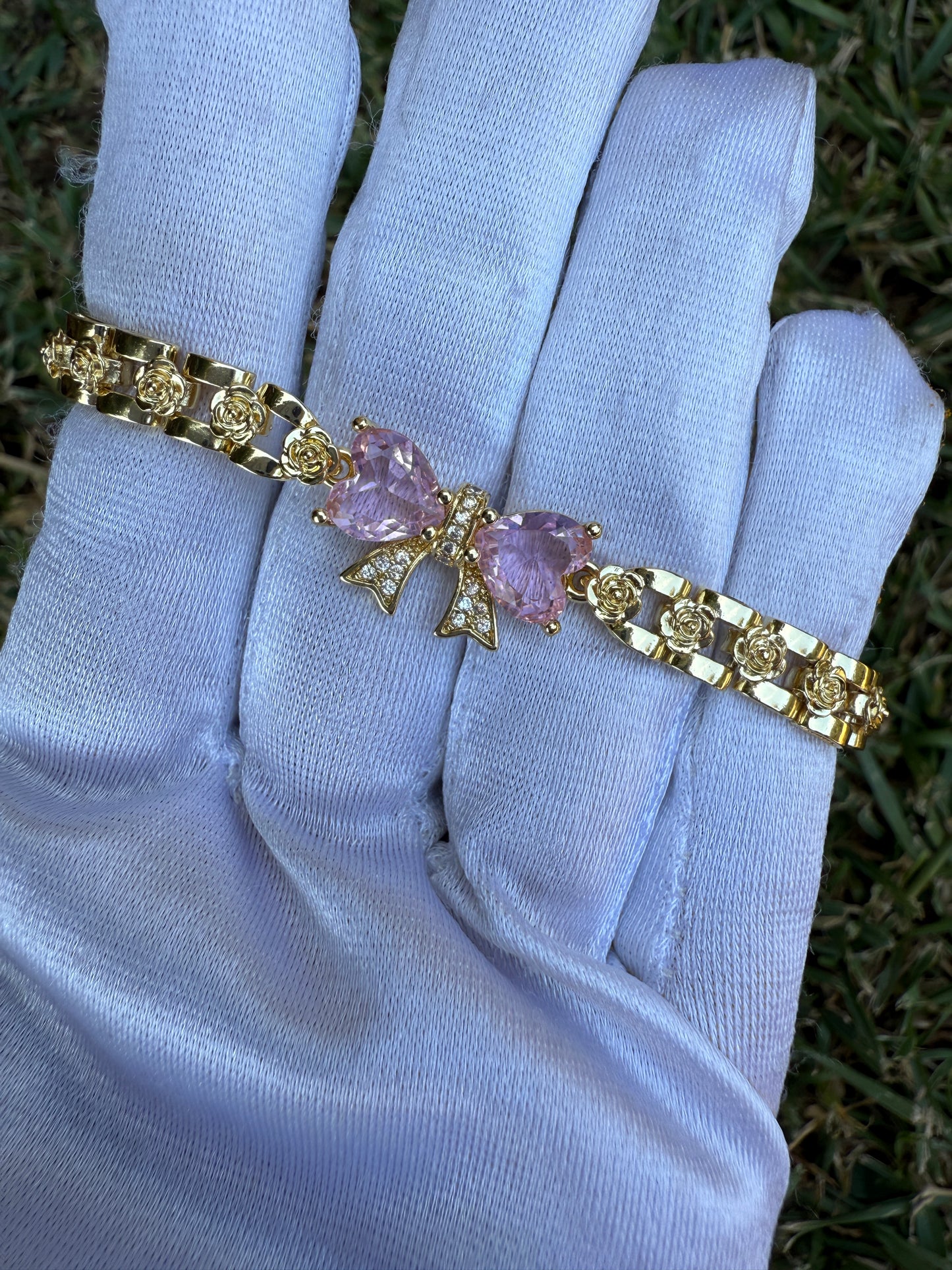 Bow Bracelet & Ring Combo Set- 6-8” bracelet with Gemstone Accents - Simple & Versatile Design
