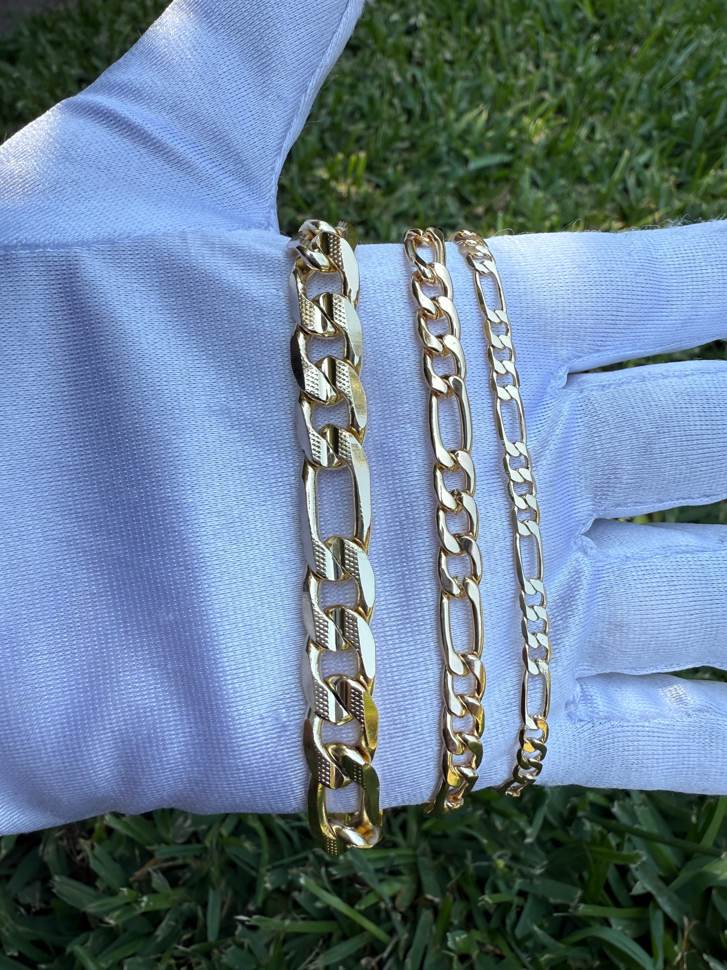 Figaro Chain Bracelet for Him or Her Tarnish Free Gold Style Jewelry