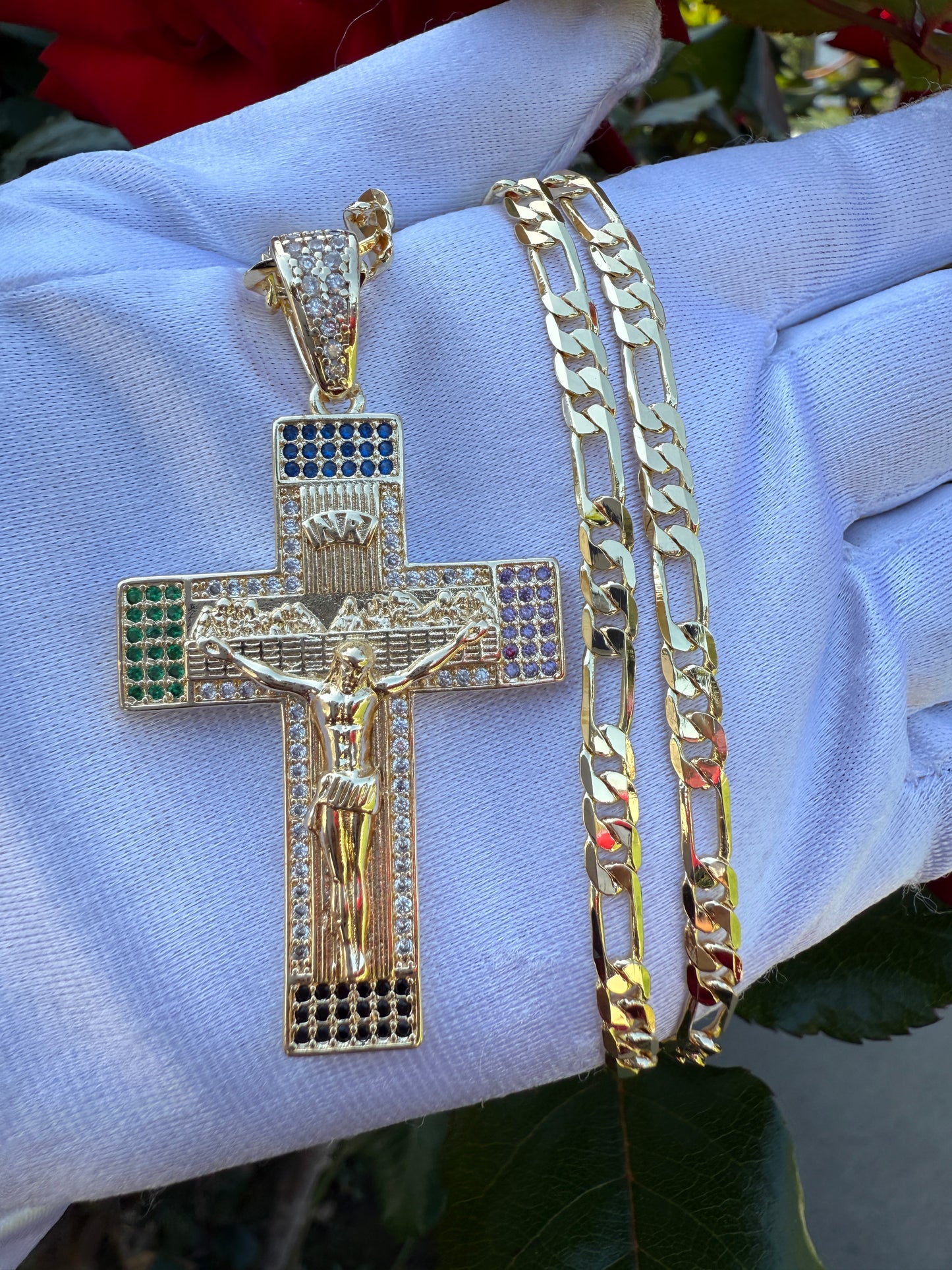 Cross Bling Necklace Plated Crucifix
