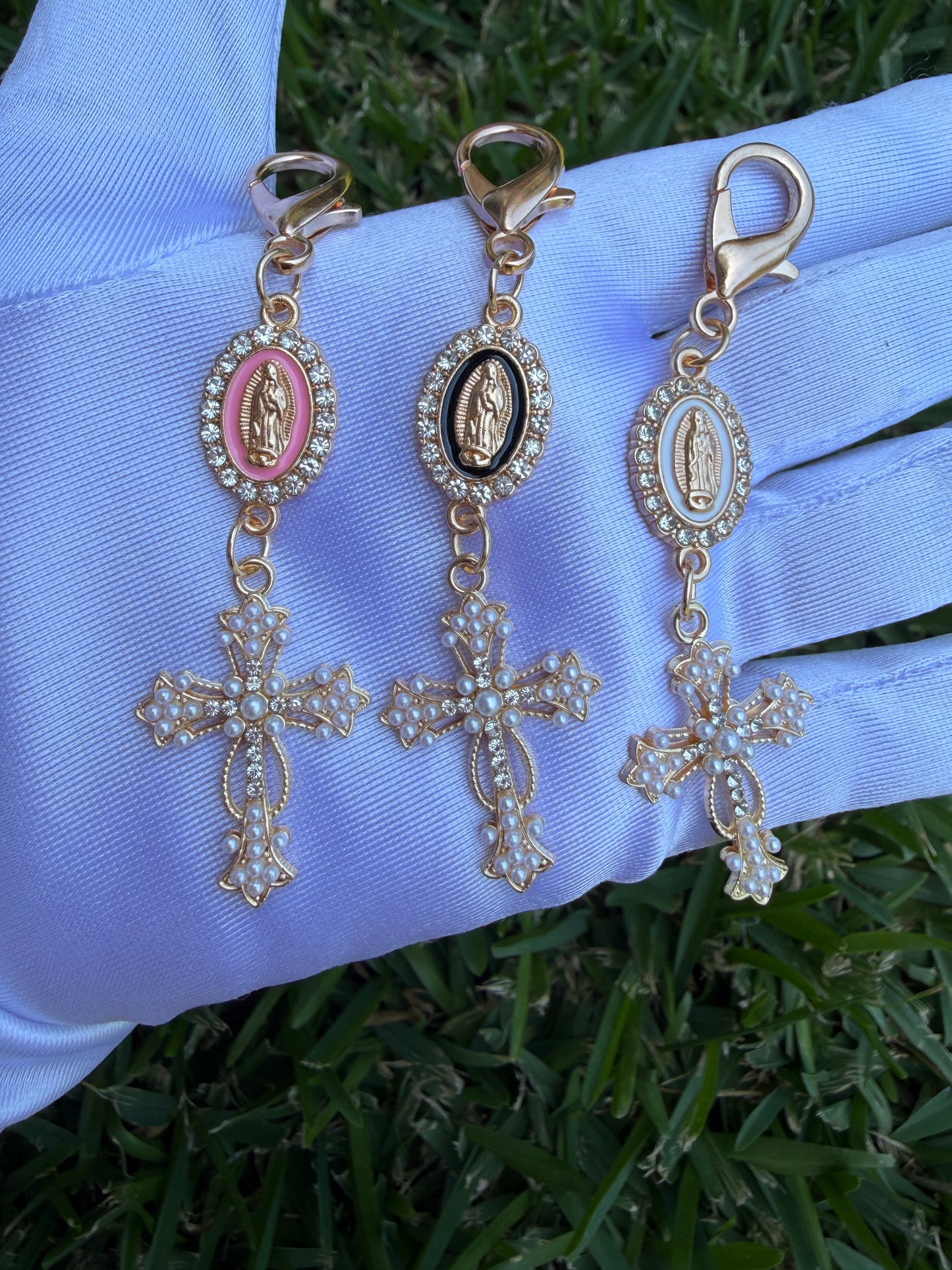 Stylish Cross Keychain with Virgin Mary Charm , Stylish Keychain