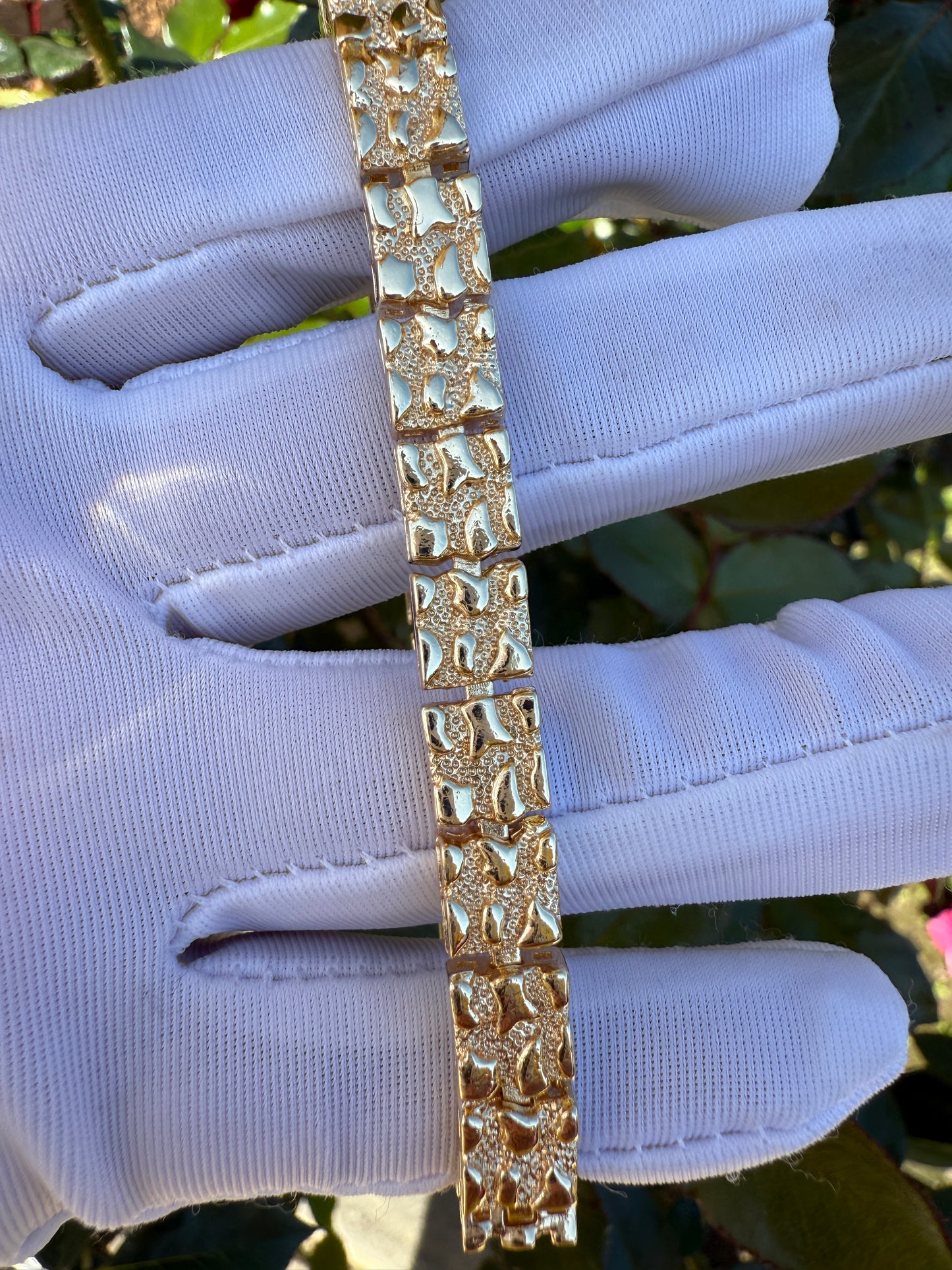 Men's Chain Link Bracelet - Elegant Design with Double Link Chain 18 k plated