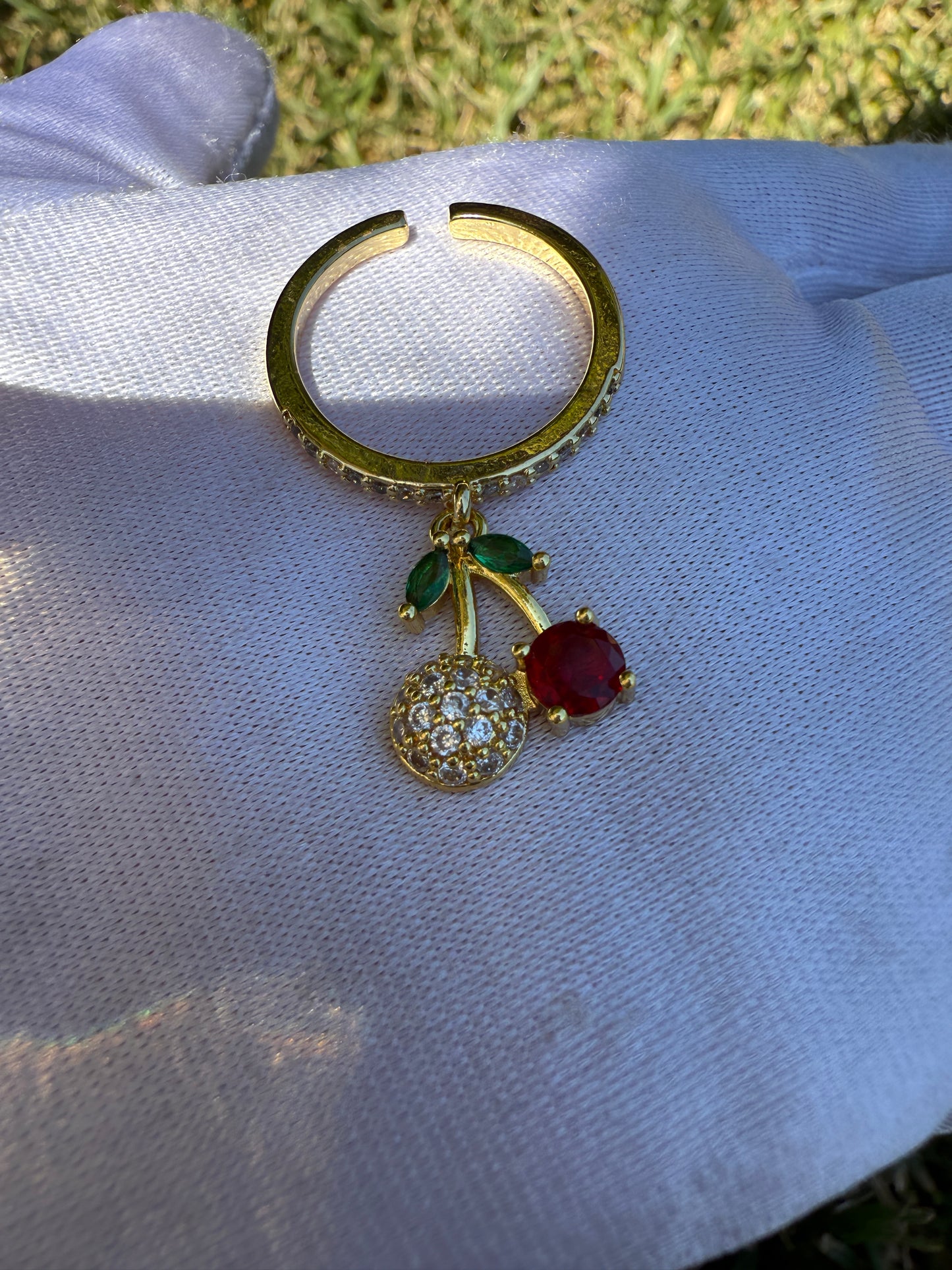 Cherry Earring and Ring Set - Gemstone Accents & Gold-Tone Design Jewelry Set Violet Pink Set