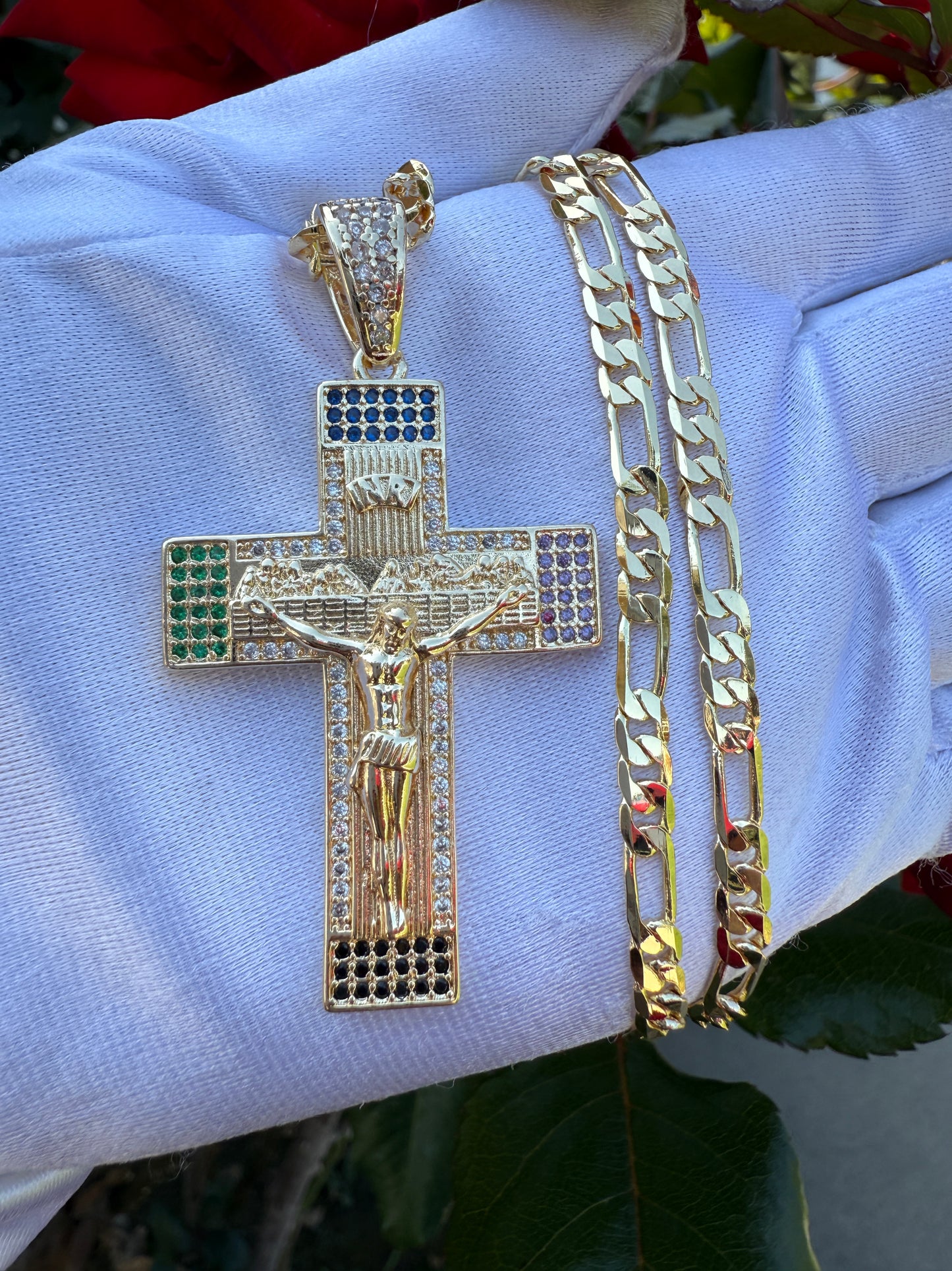 Cross Bling Necklace Plated Crucifix