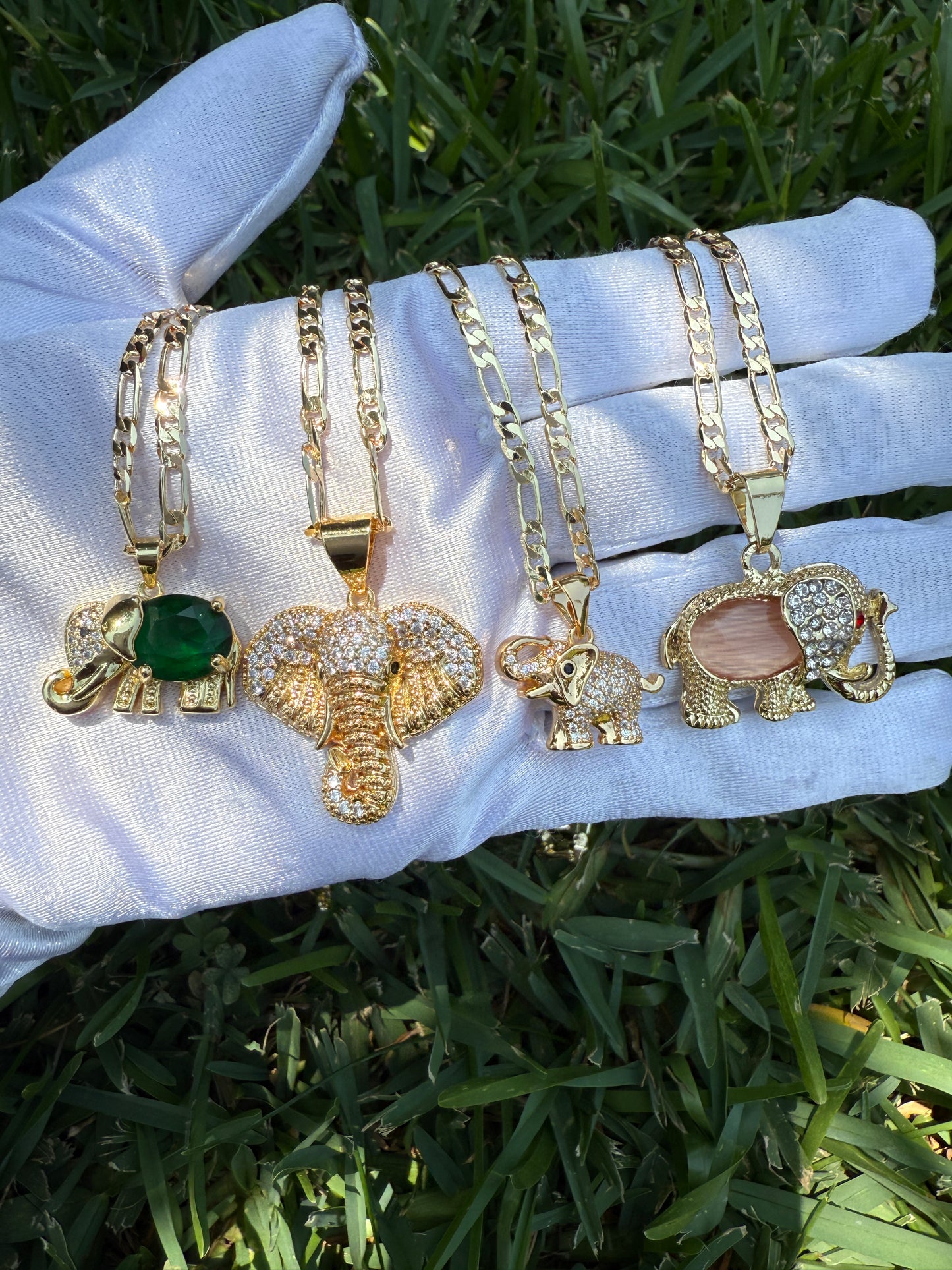 Elephant Necklace with Figaro Chain