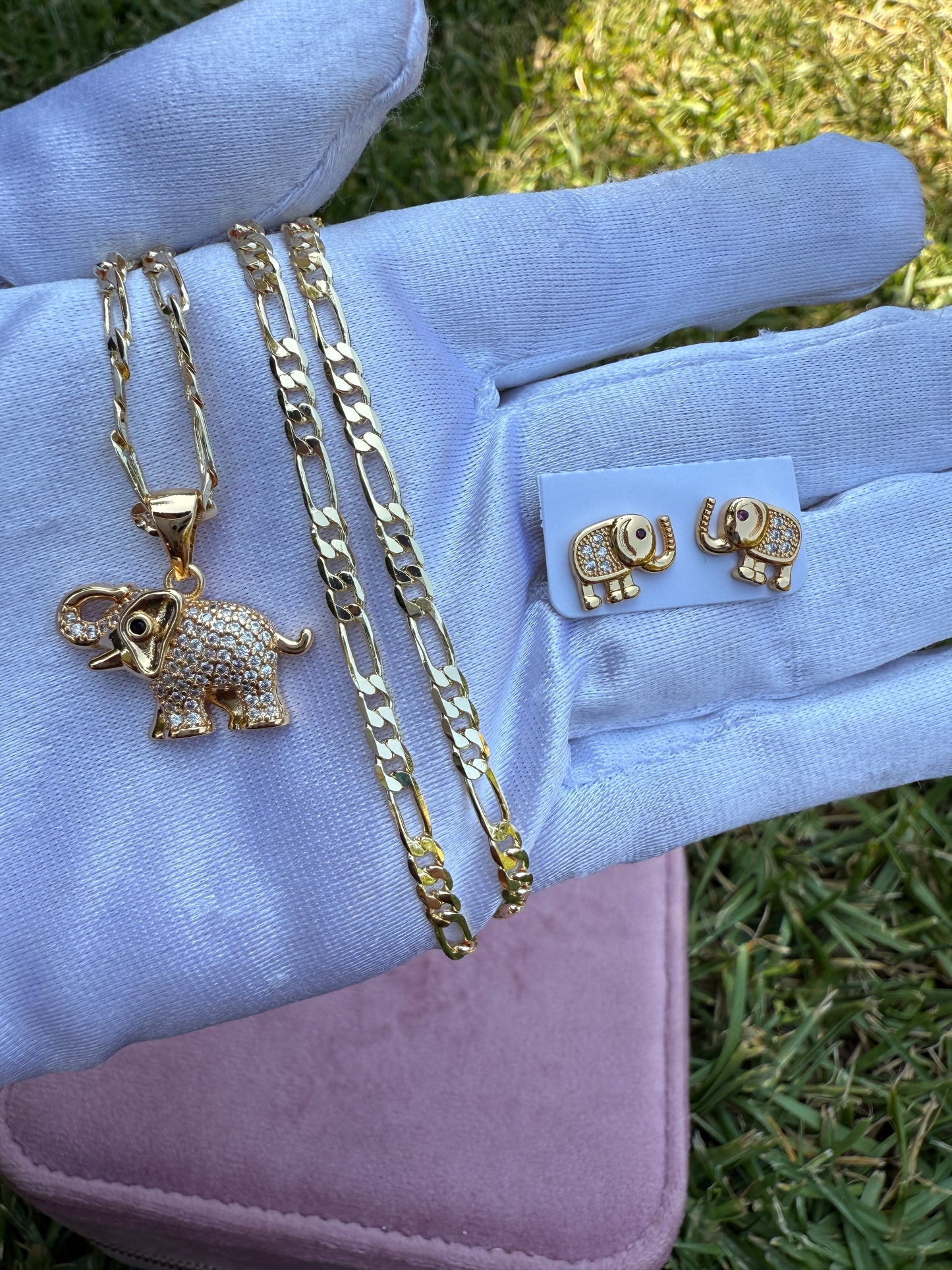 Elephant Necklace and Earrings Set