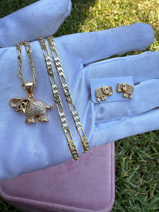 Elephant Necklace and Earrings Set