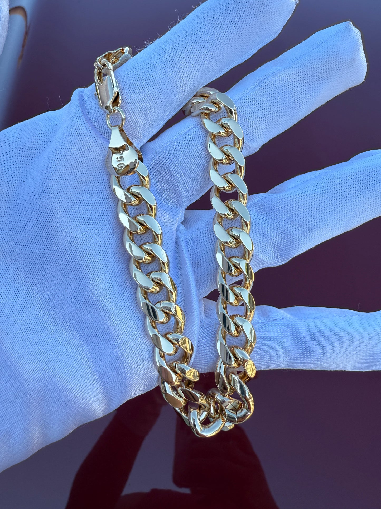 Solid Cuban Link Bracelet Gold Plated 18k Plated