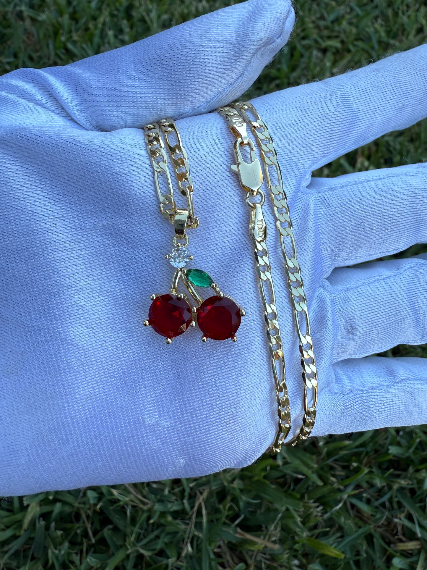 Cherry Necklace, Earring and Ring Set