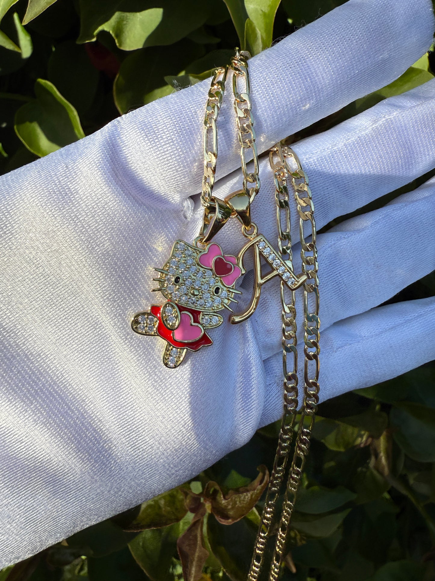 Cat Personalized Letter Necklace with chain