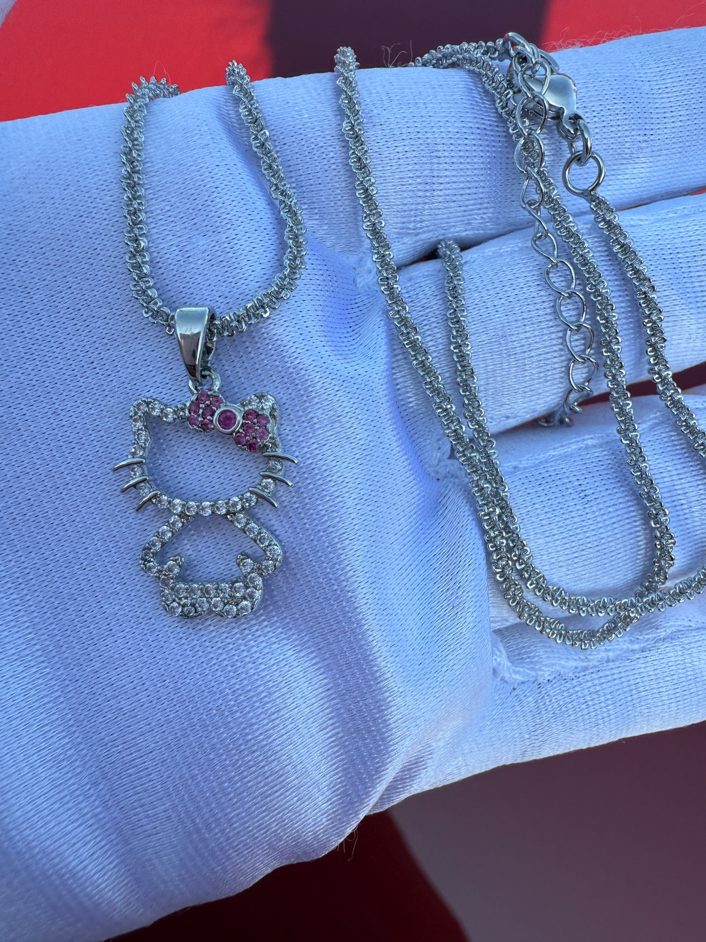 Silver Plated Cat Necklace with chain -Kitty Necklace