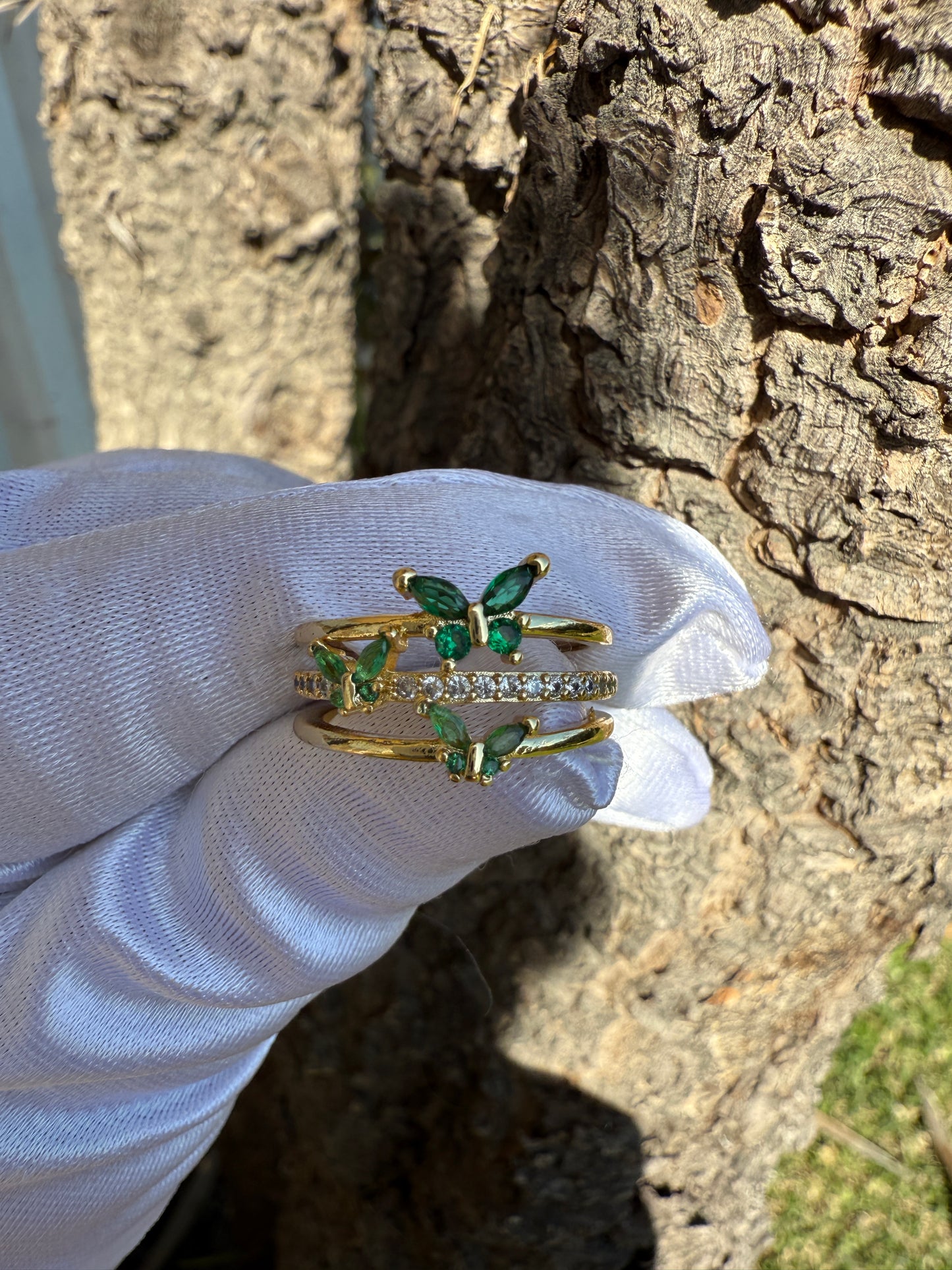 Green Stone Rings Adjustable