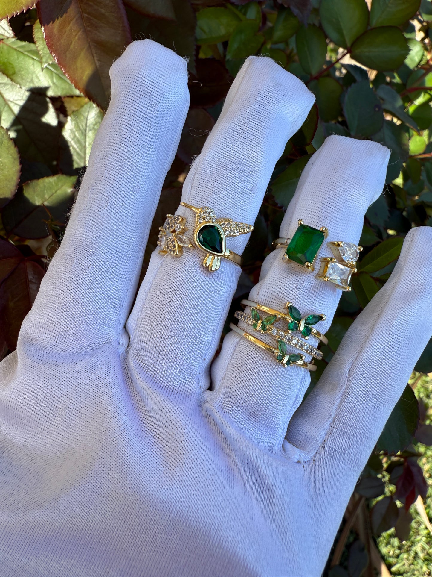 Green Stone Rings Adjustable