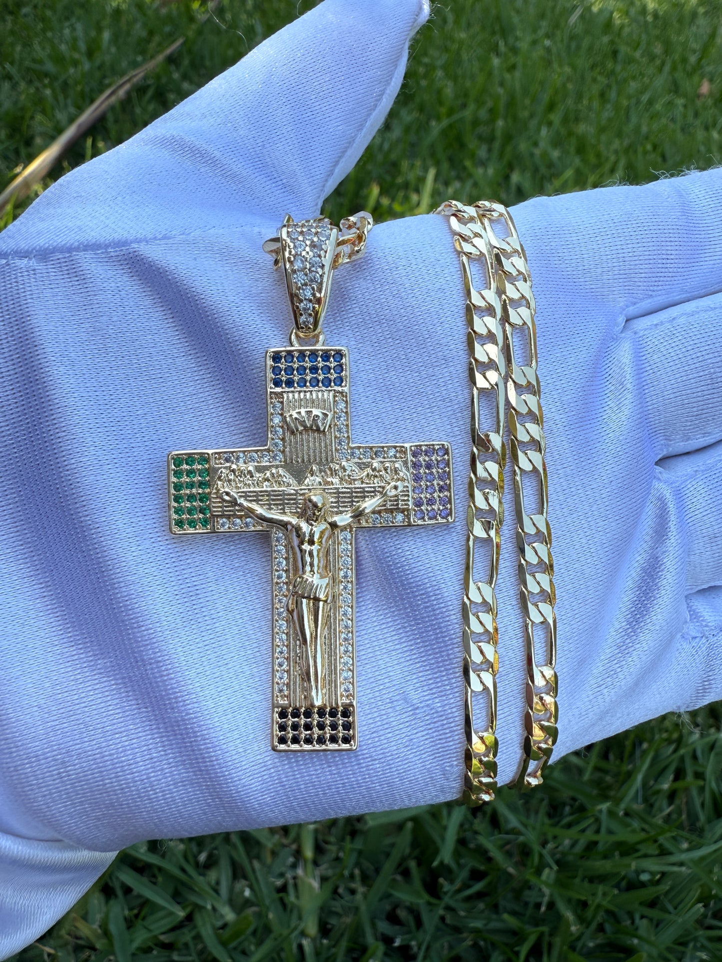 Cross Bling Necklace Plated Crucifix