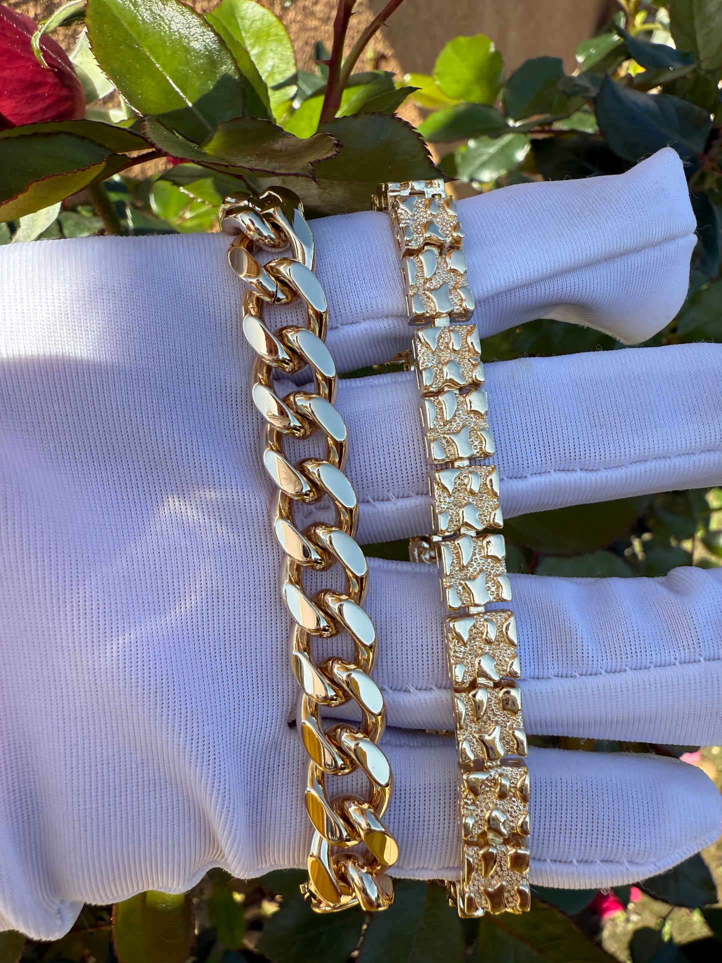 Men's Chain Link Bracelet - Elegant Design with Double Link Chain 18 k plated