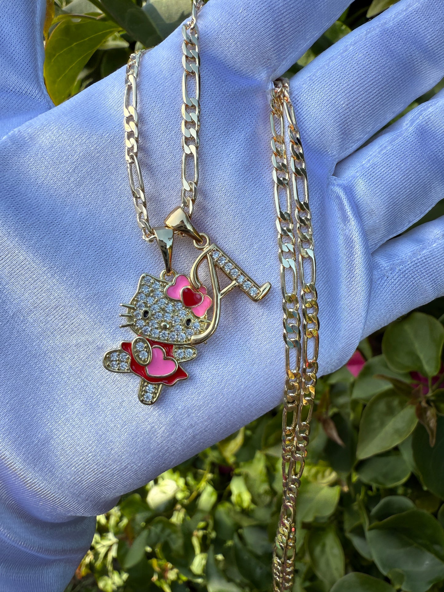 Cat Personalized Letter Necklace with chain