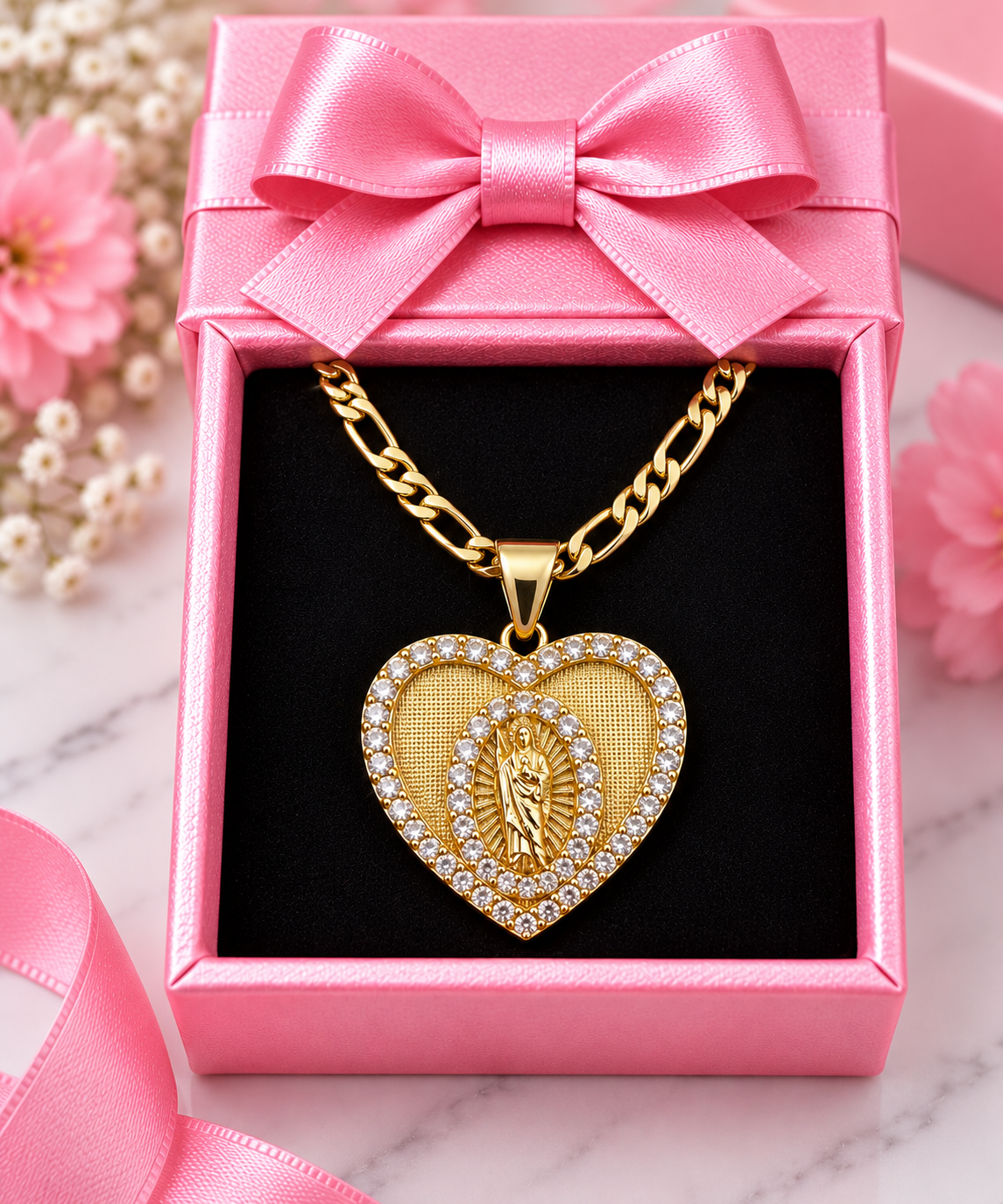 Heart St Jude - Virgin Mary - San Judas -Virgencita Necklace