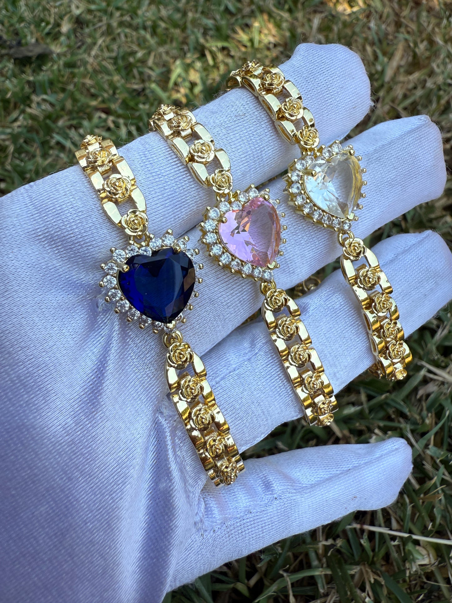 Heart Bracelet with Color Heart Charm - Gold-Tone Bracelet Featuring Colorful Heart Charms