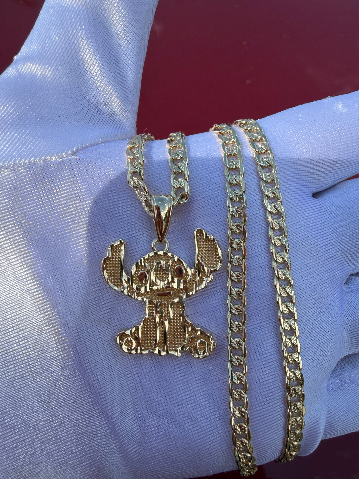 Aloha Stich Necklace with Cuban chain