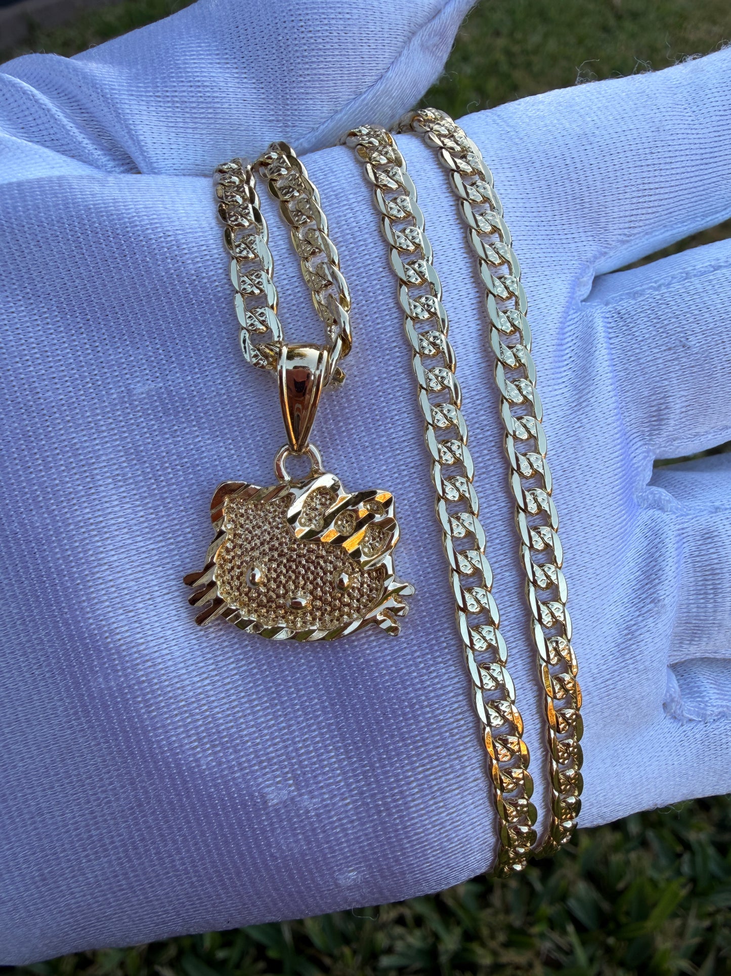 Kitty Necklace with Cuban chain