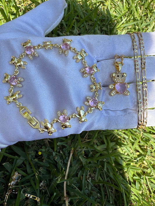Bear Necklace and Bracelet Set for her