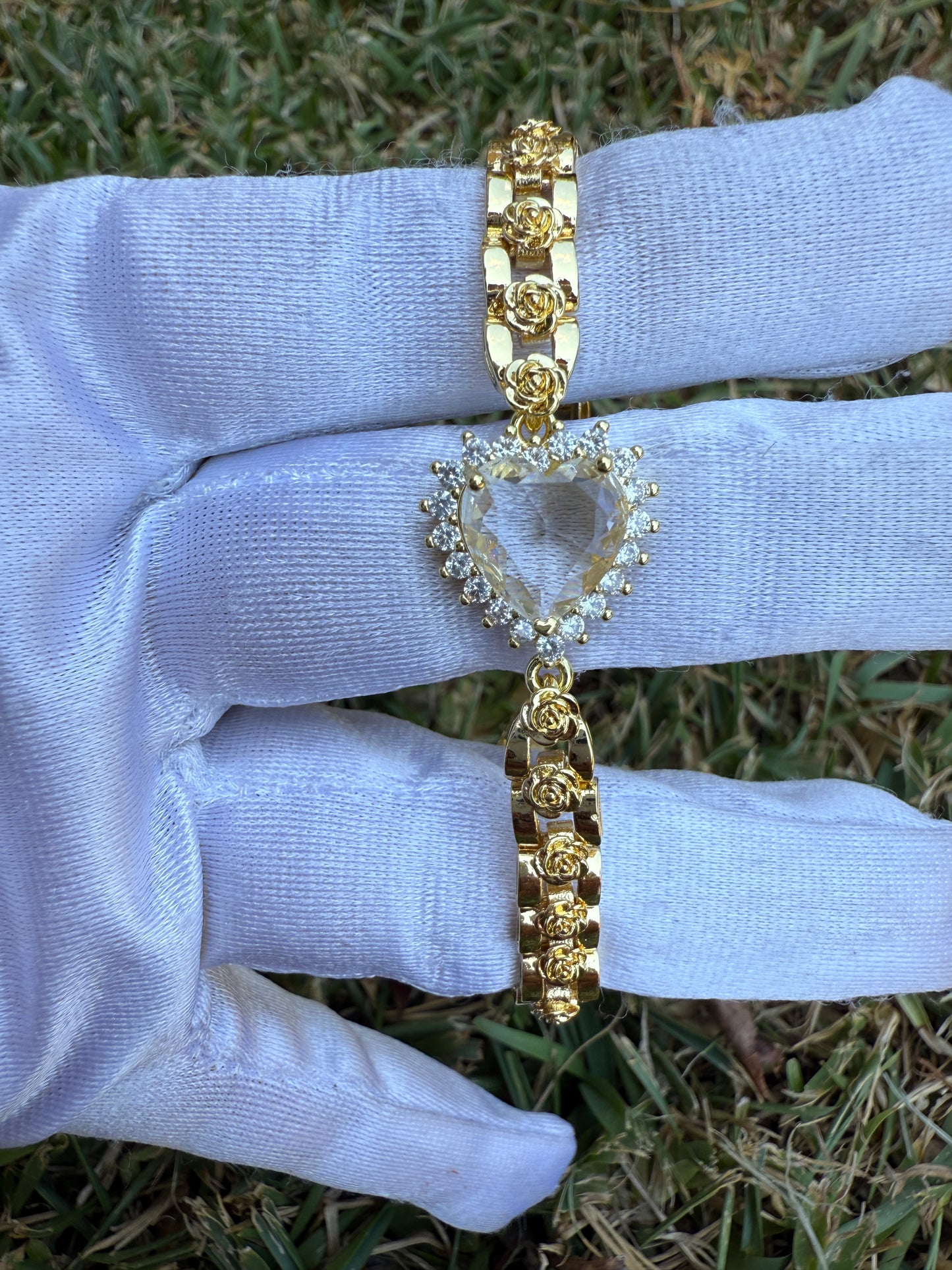 Heart Bracelet with Color Heart Charm - Gold-Tone Bracelet Featuring Colorful Heart Charms