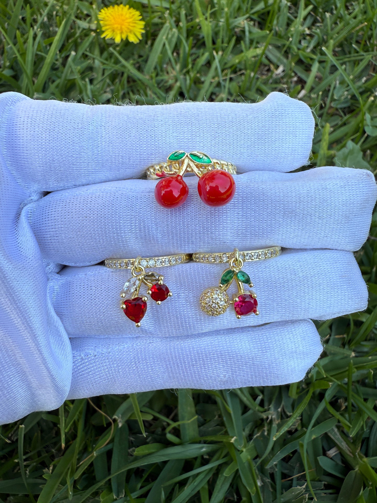 Cherry Rings Adjustable-Cute Red Cherry