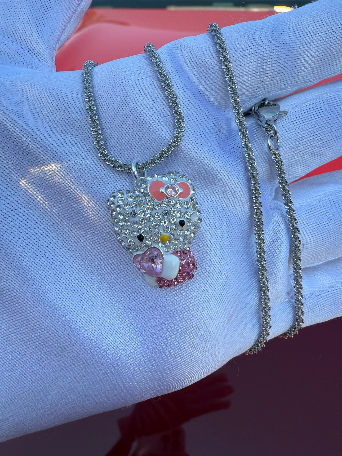 Silver Plated Cat Necklace with chain -Kitty Necklace