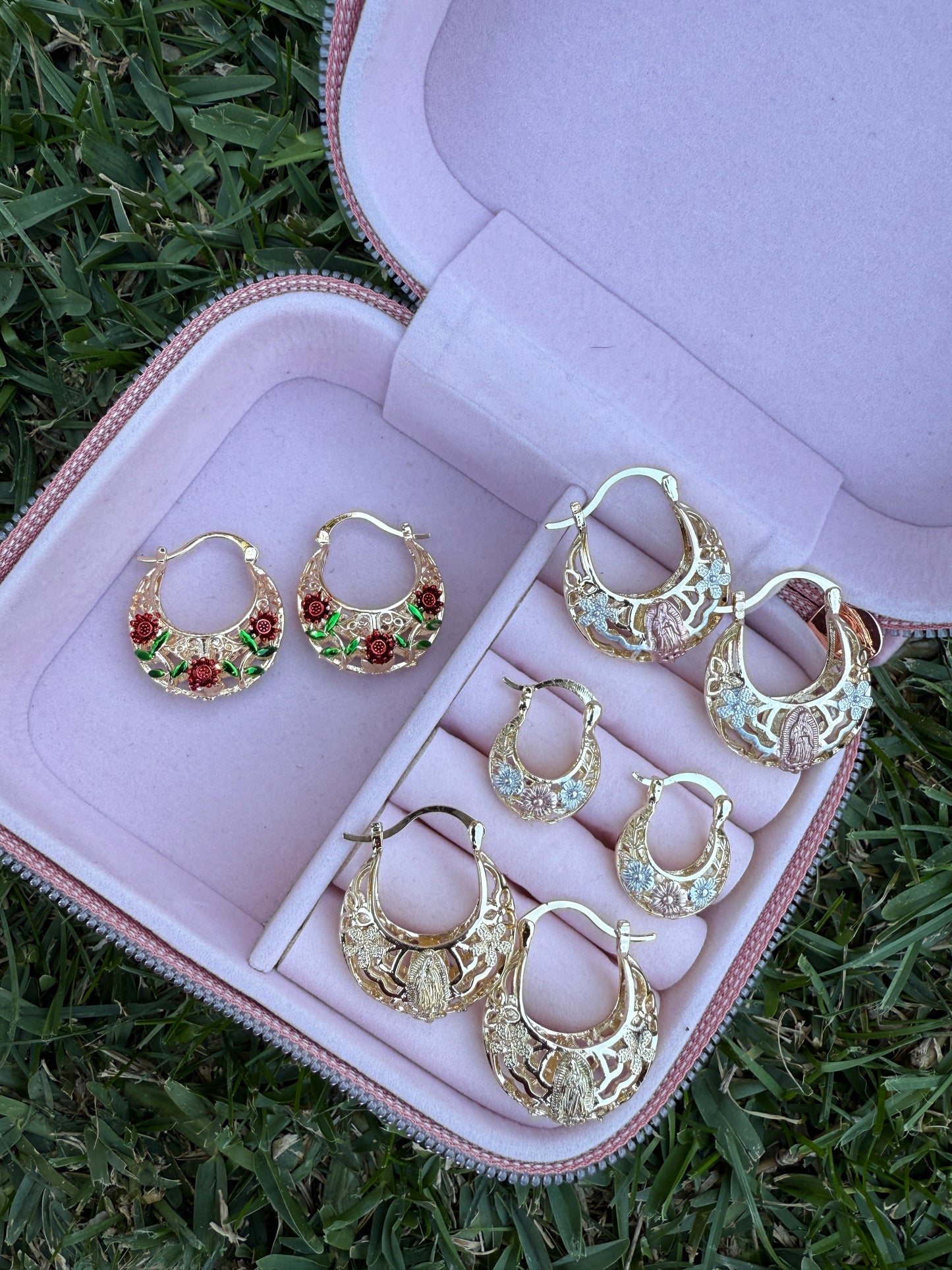 Virgencita and Flower Earring for her