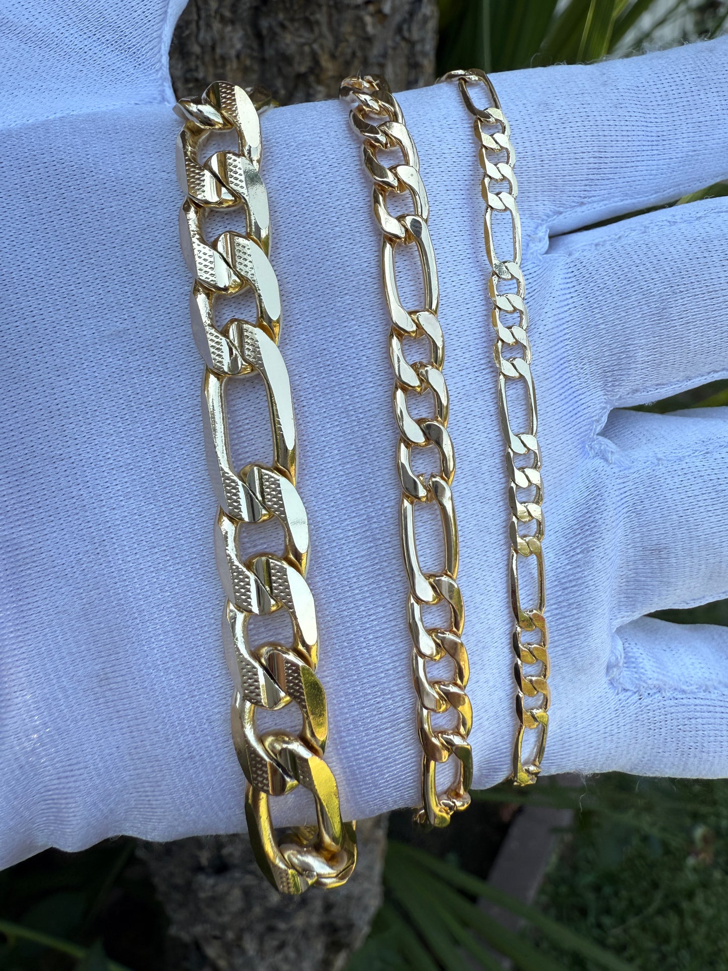 Figaro Chain Bracelet for Him or Her Tarnish Free Gold Style Jewelry
