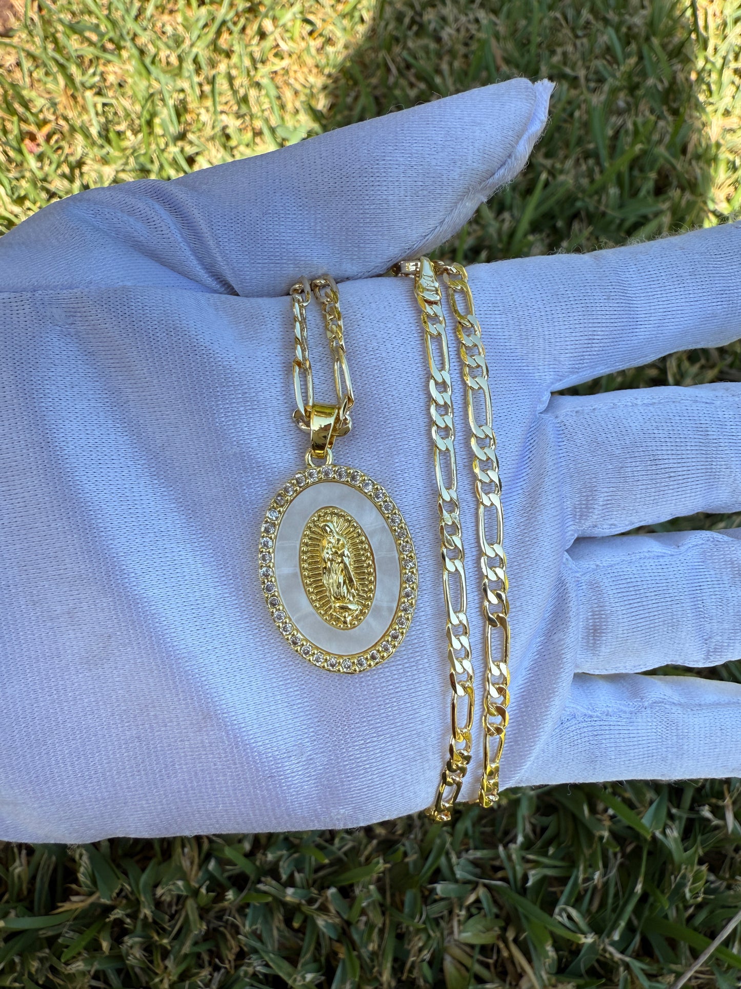 White Virgin Mary Necklace -Virgen De Guadalupe