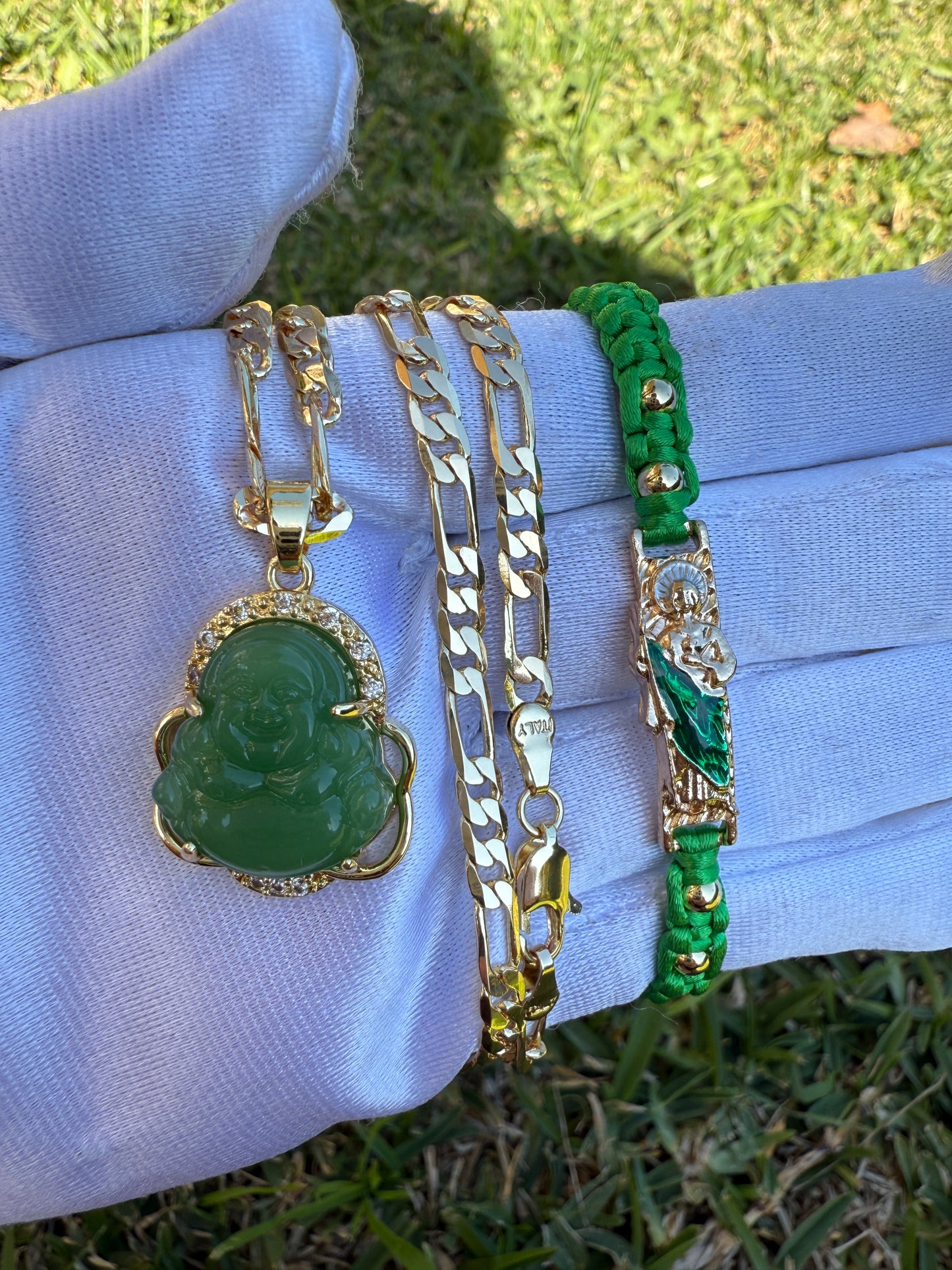 Buddha & St Jude Necklace and Bracelet Set - San Judas -Wisdom - Protection