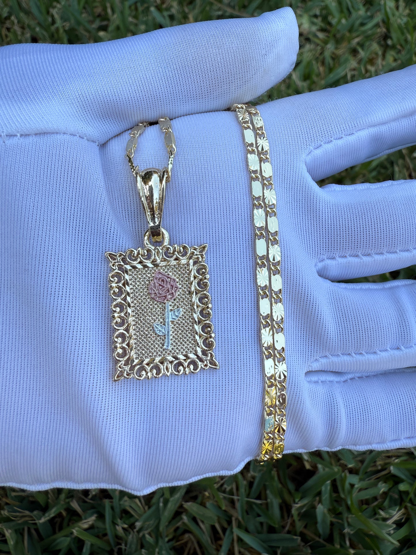 Rose Pedant with Chain Gold Plated Rose Necklace