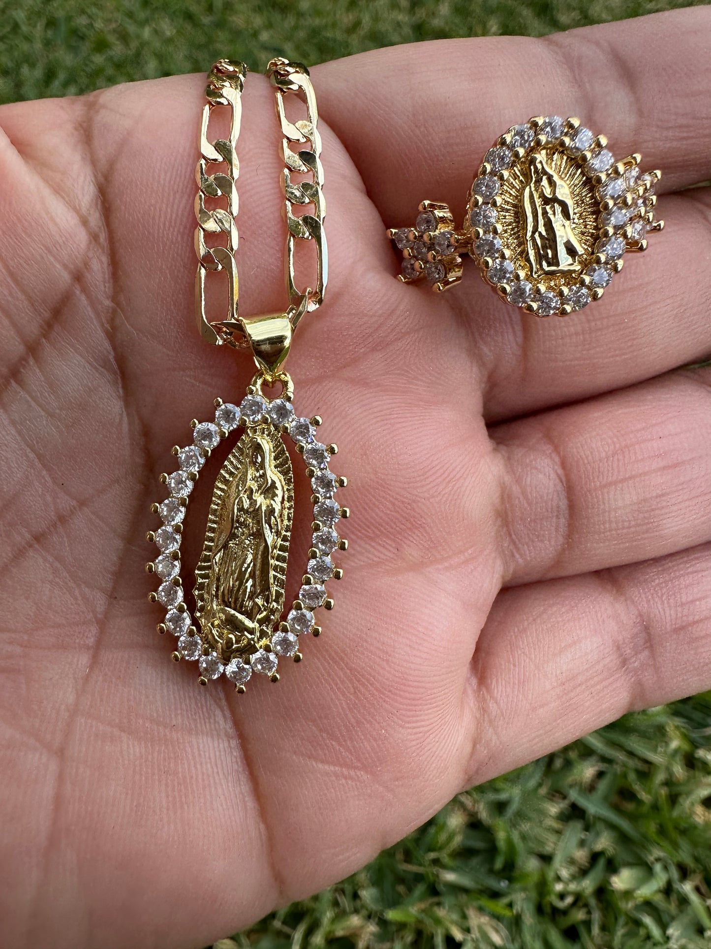 “Our Lady” Necklace and Ring Set -Virgencita Necklace Set - Virgin Jewelry Set