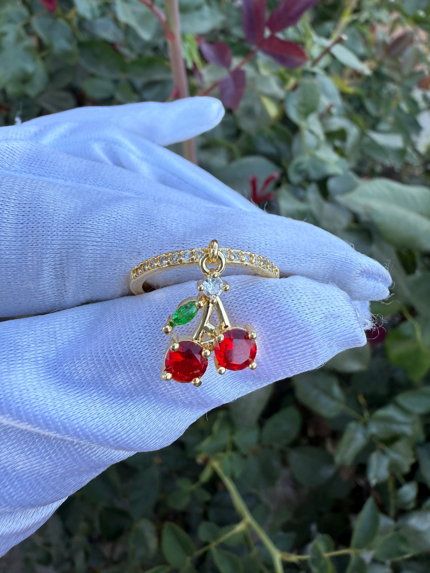 Cherry Necklace, Earring and Ring Set