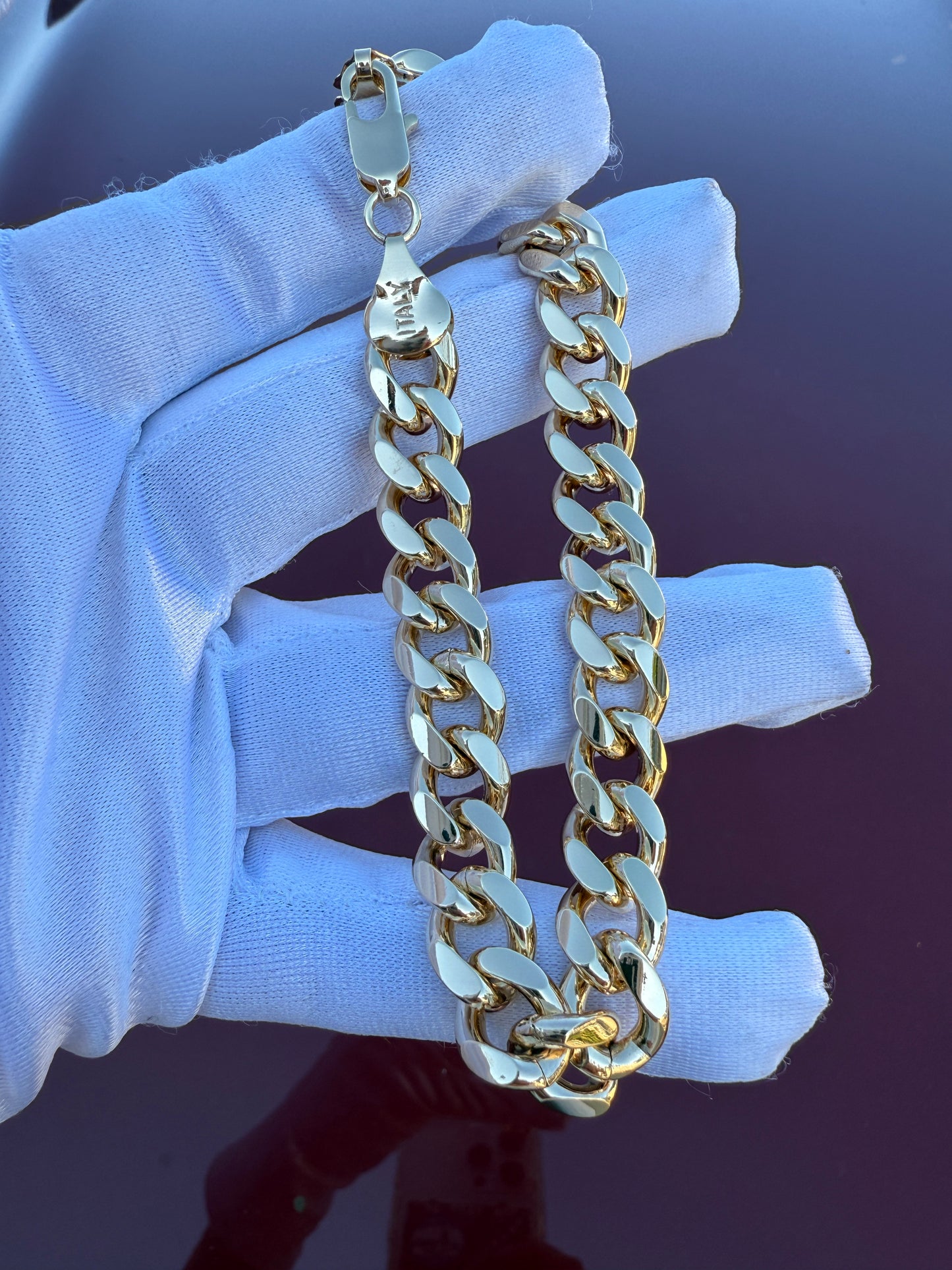 Men's Chain Link Bracelet - Elegant Design with Double Link Chain 18 k plated