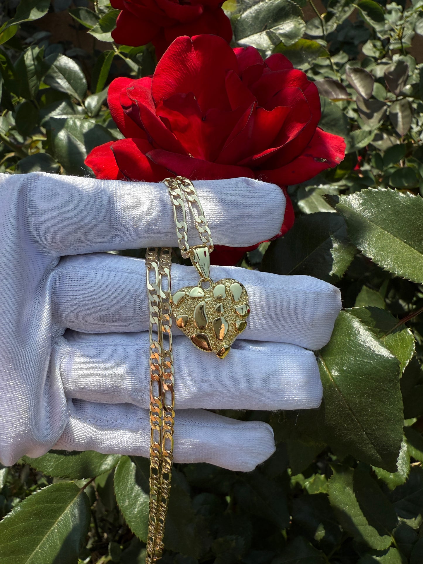 Heart Nugget Necklace - Gold-Toned Heart Pendant with Chain Jewelry Piece