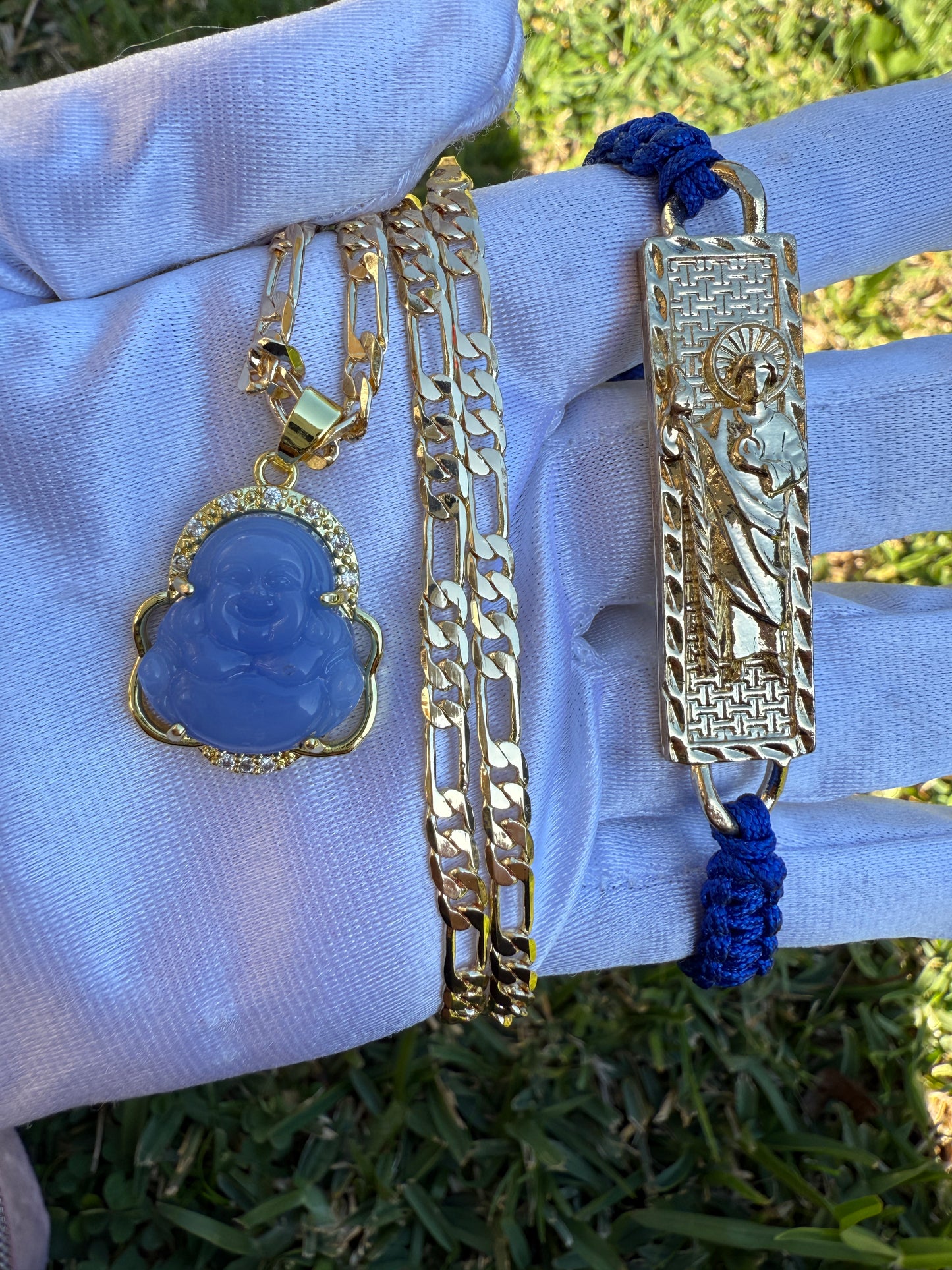 Buddha & St Jude Necklace and Bracelet Set - San Judas -Wisdom - Protection