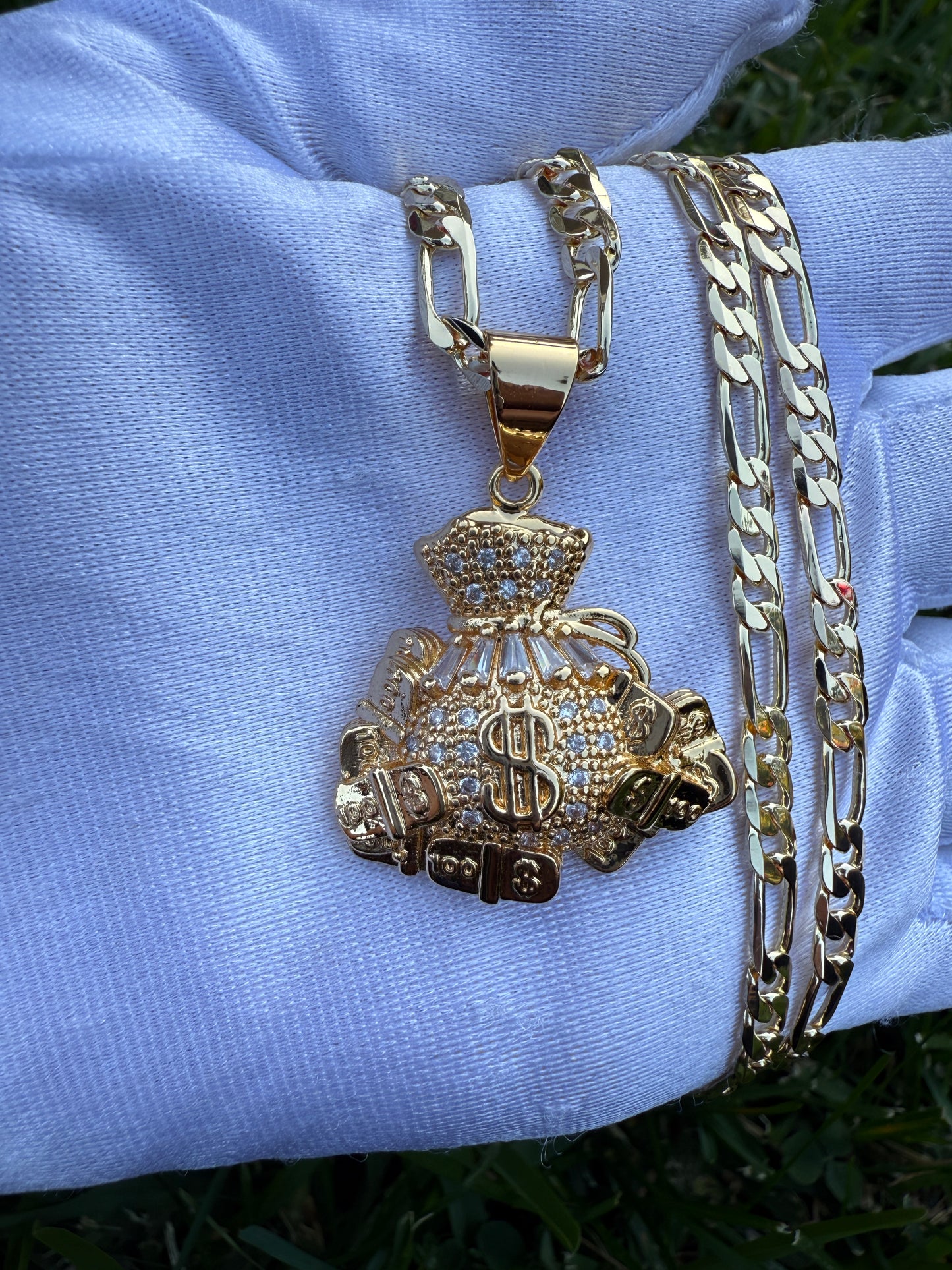 Bling Sign Necklace with Chain - Gold Plated Includes Decorative Elements and Clasp
