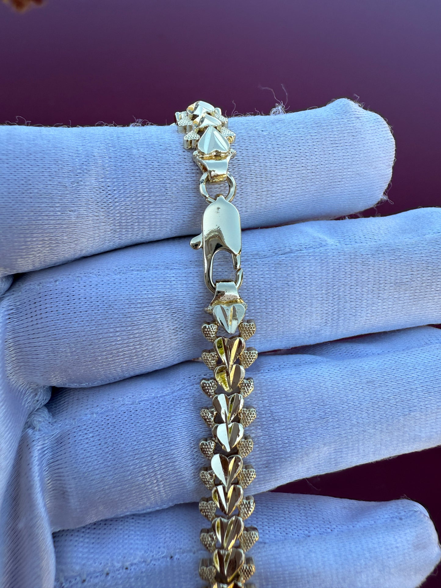 Heart Gold Plated Bracelet 8” - Esclavas