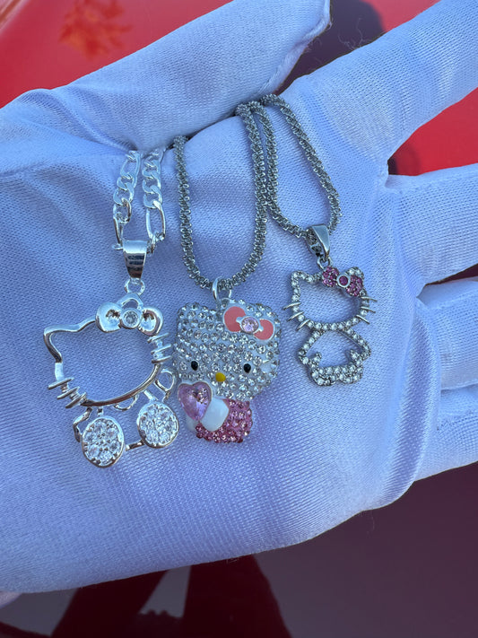 Silver Plated Cat Necklace with chain -Kitty Necklace