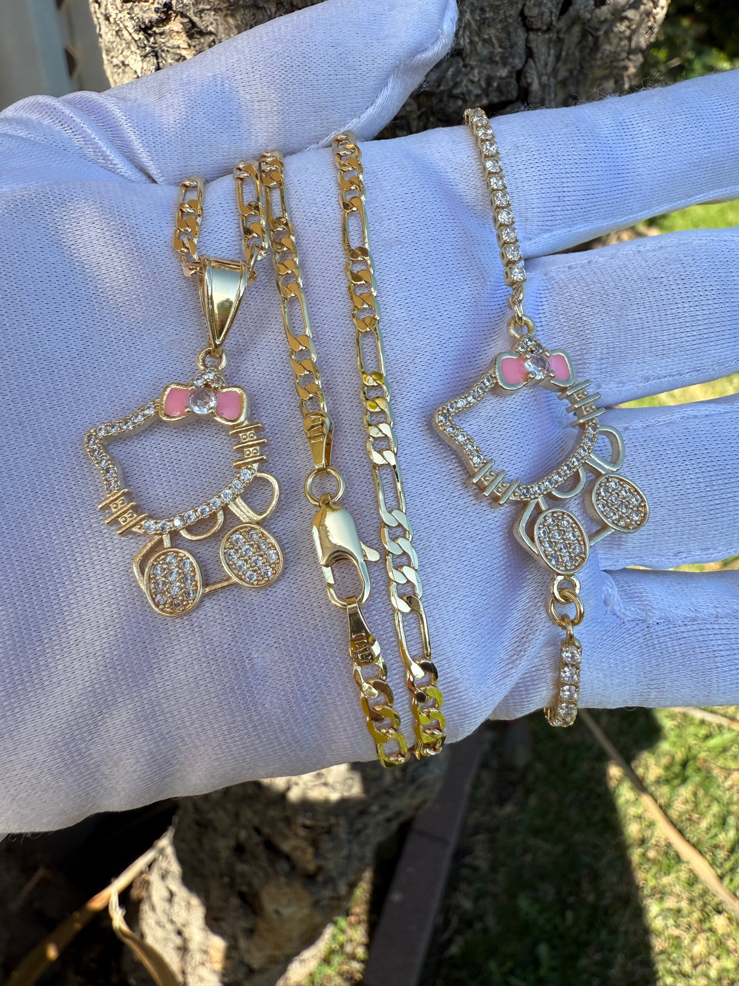 Cat necklace and Bracelet Set -Kitty Set
