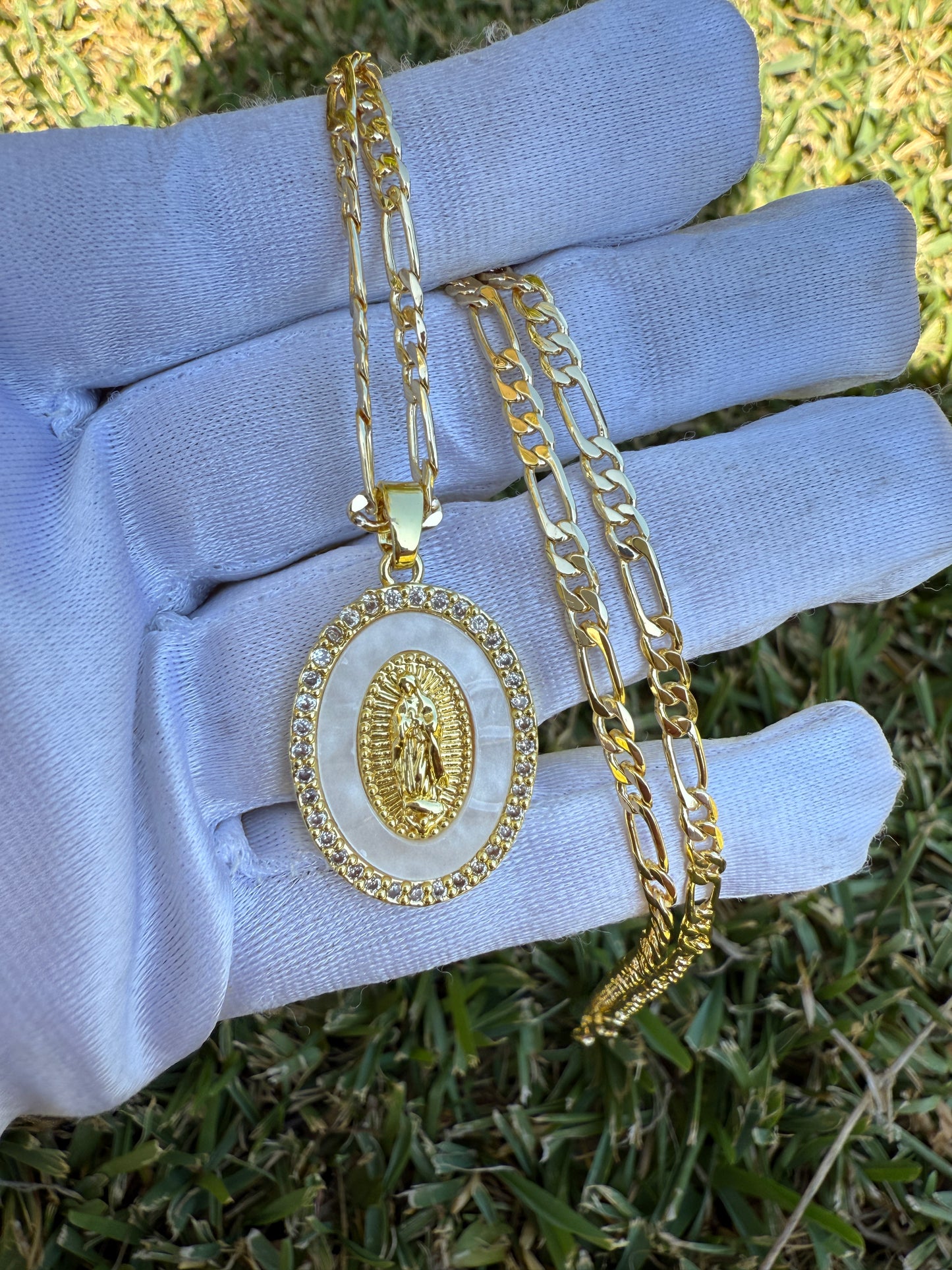 White Virgin Mary Necklace -Virgen De Guadalupe