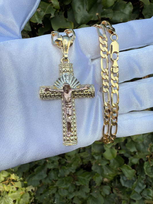 “King” Cross necklace Gold Plated/ Cadena Cruz 14k Oro Laminado