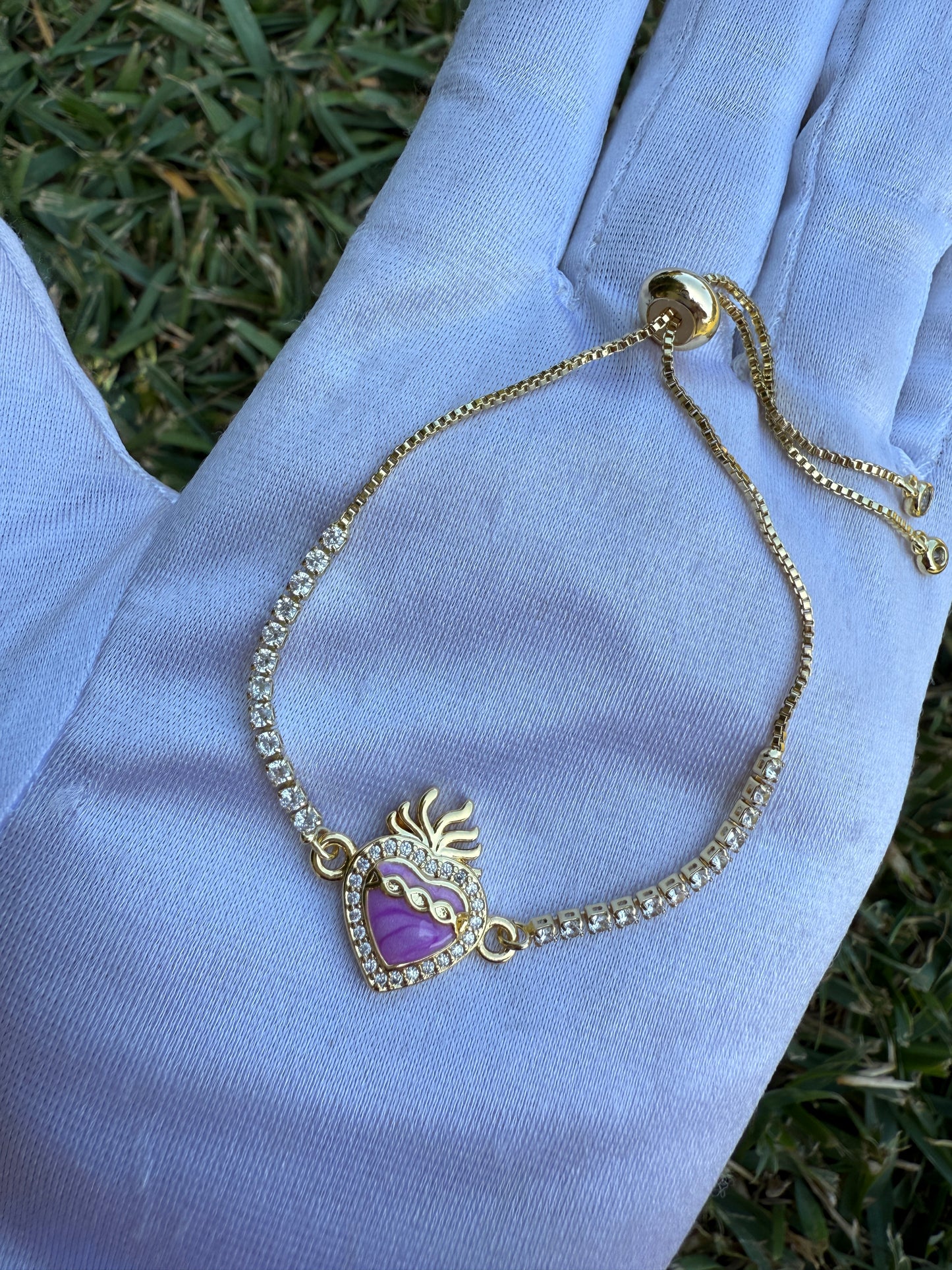 Heart Purple Bracelet adjustable