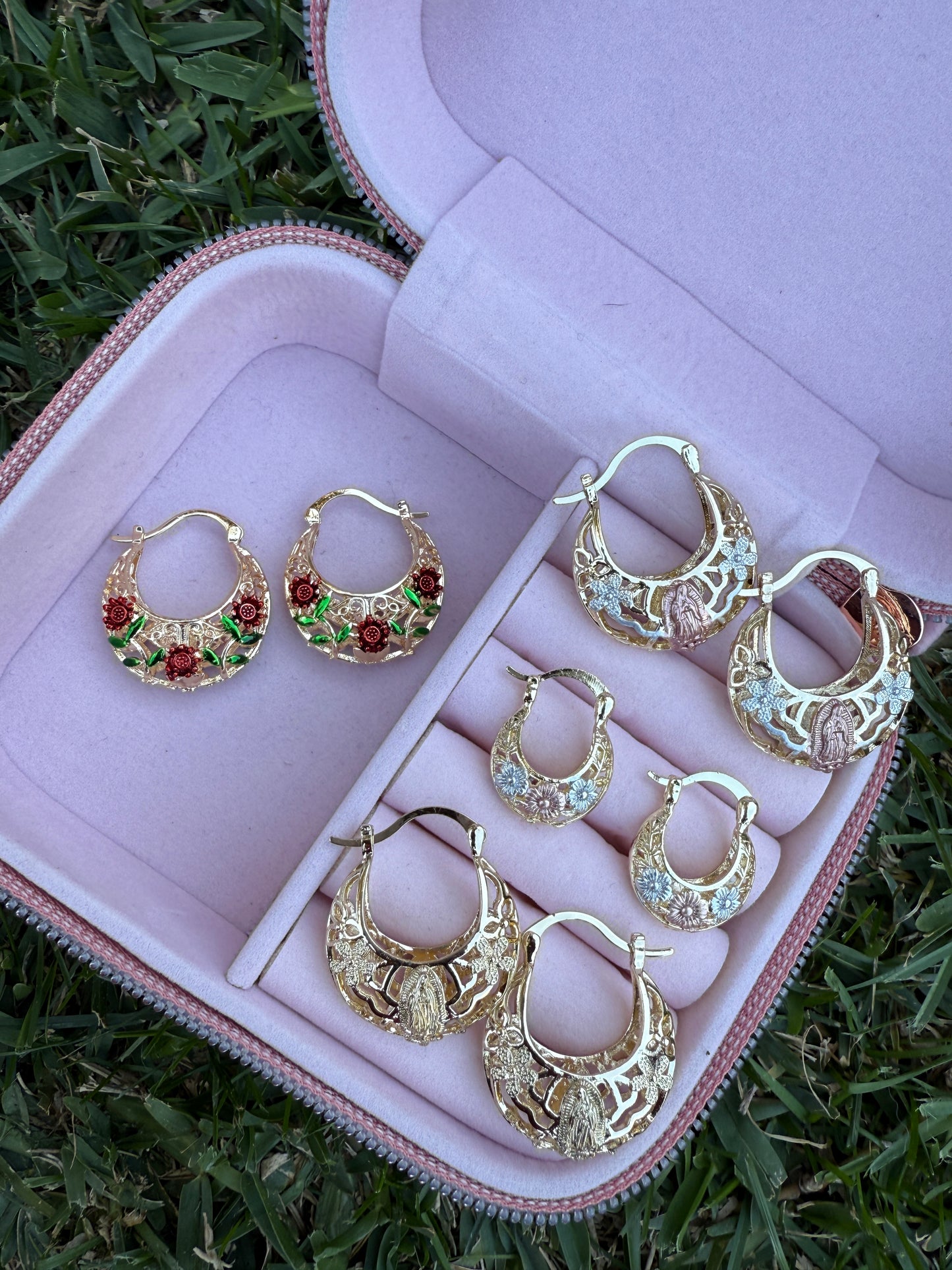 Virgencita and Flower Earring for her